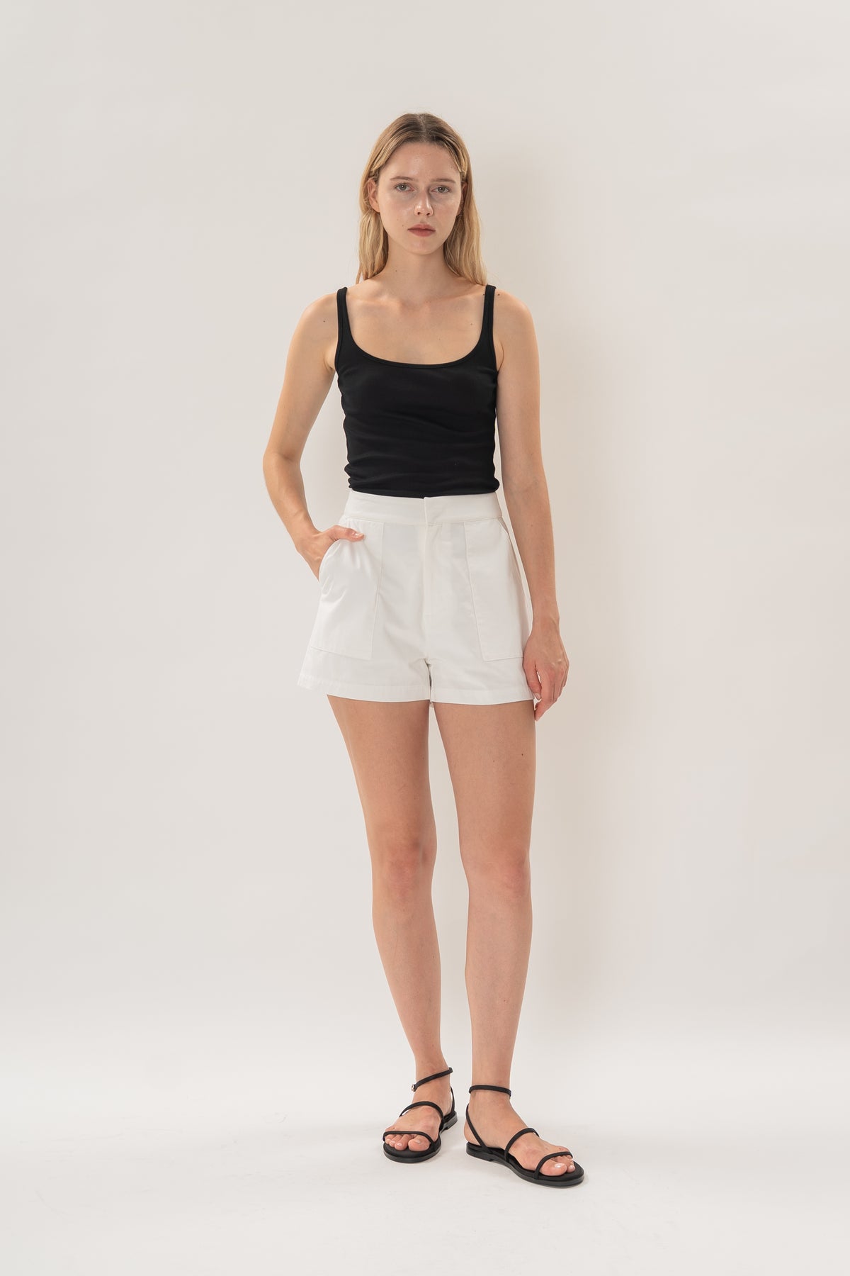 Denim Box Shorts in White
