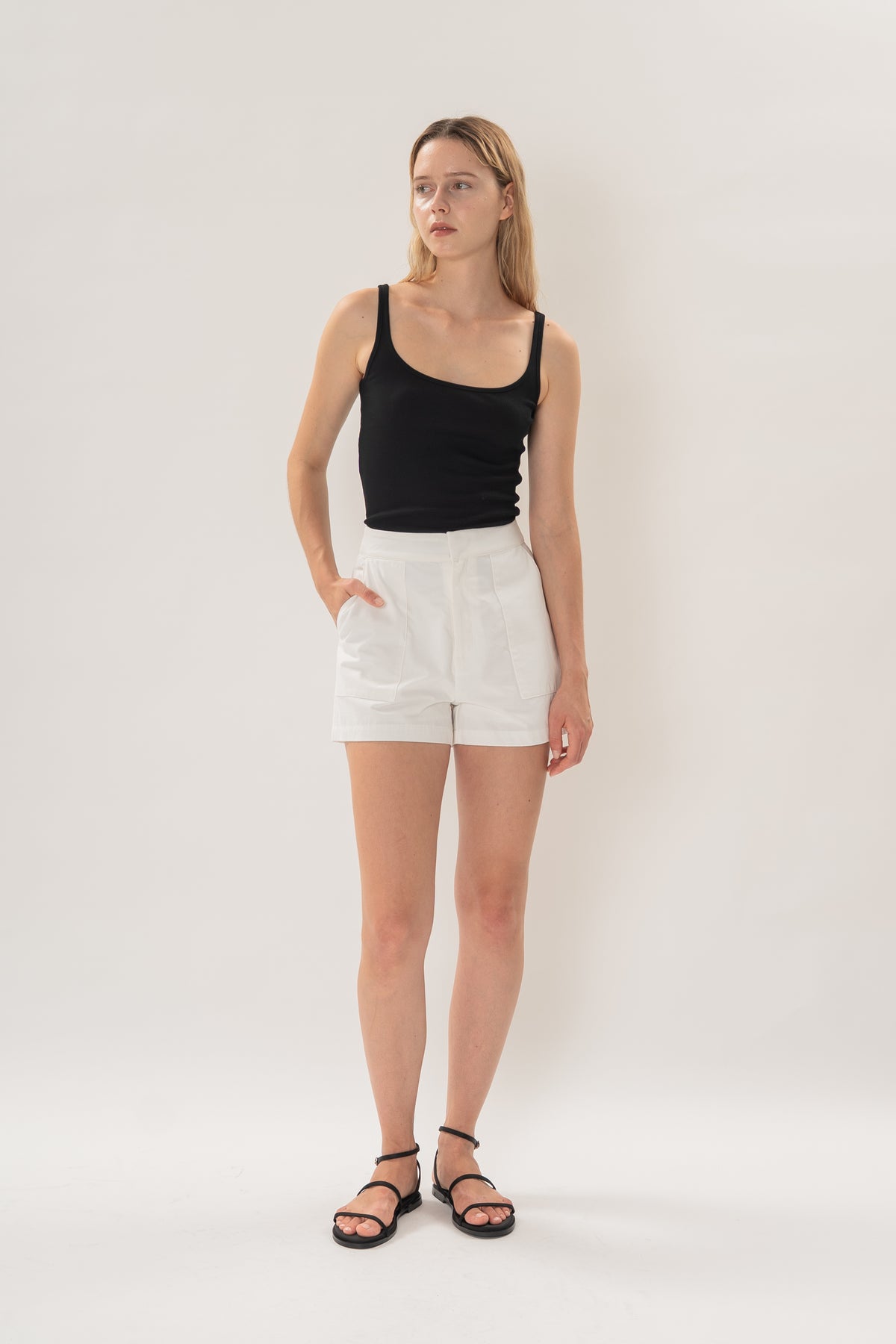 Denim Box Shorts in White