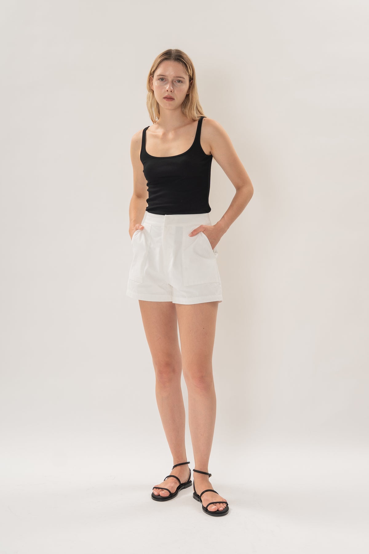 Denim Box Shorts in White