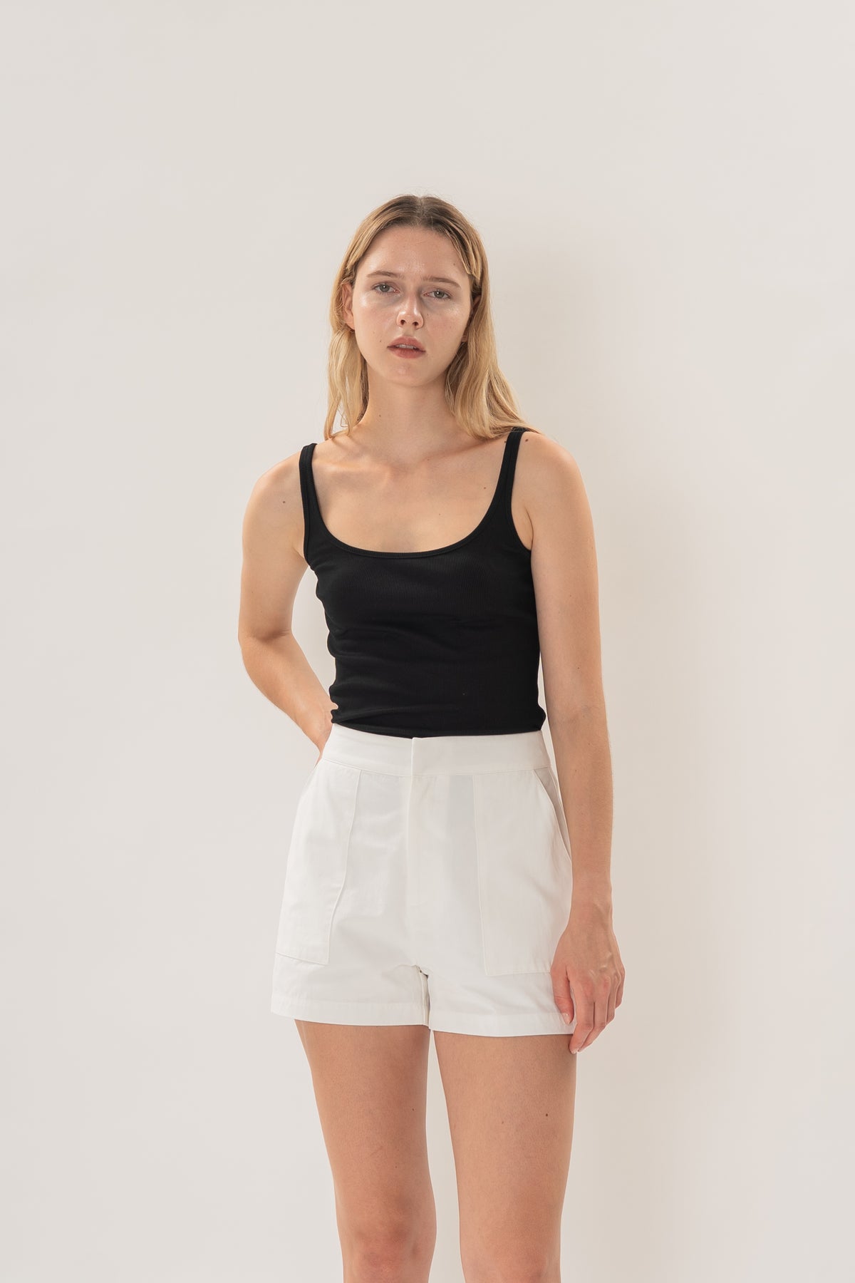 Denim Box Shorts in White