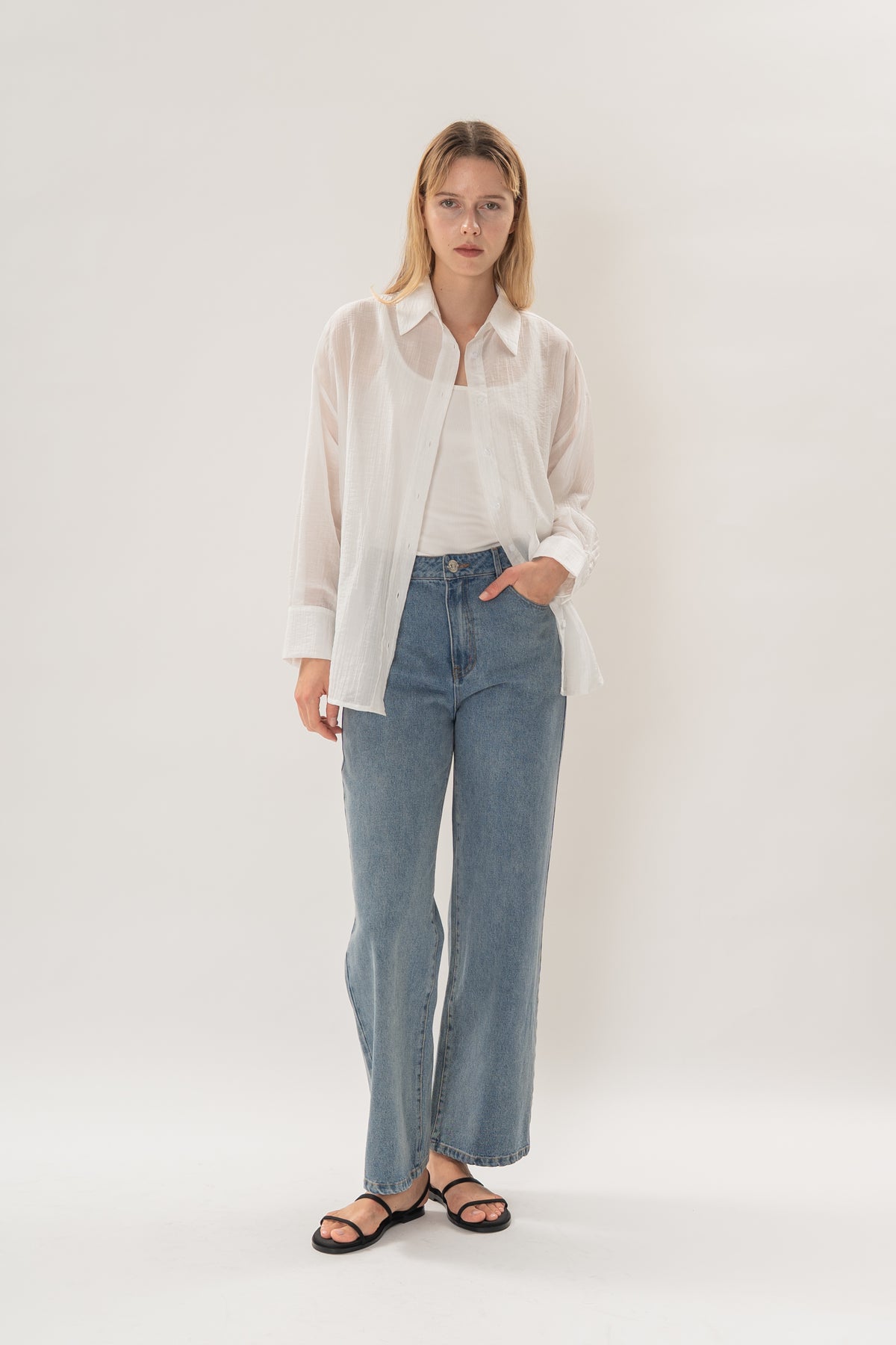 Relaxed Sheer Shirt in White