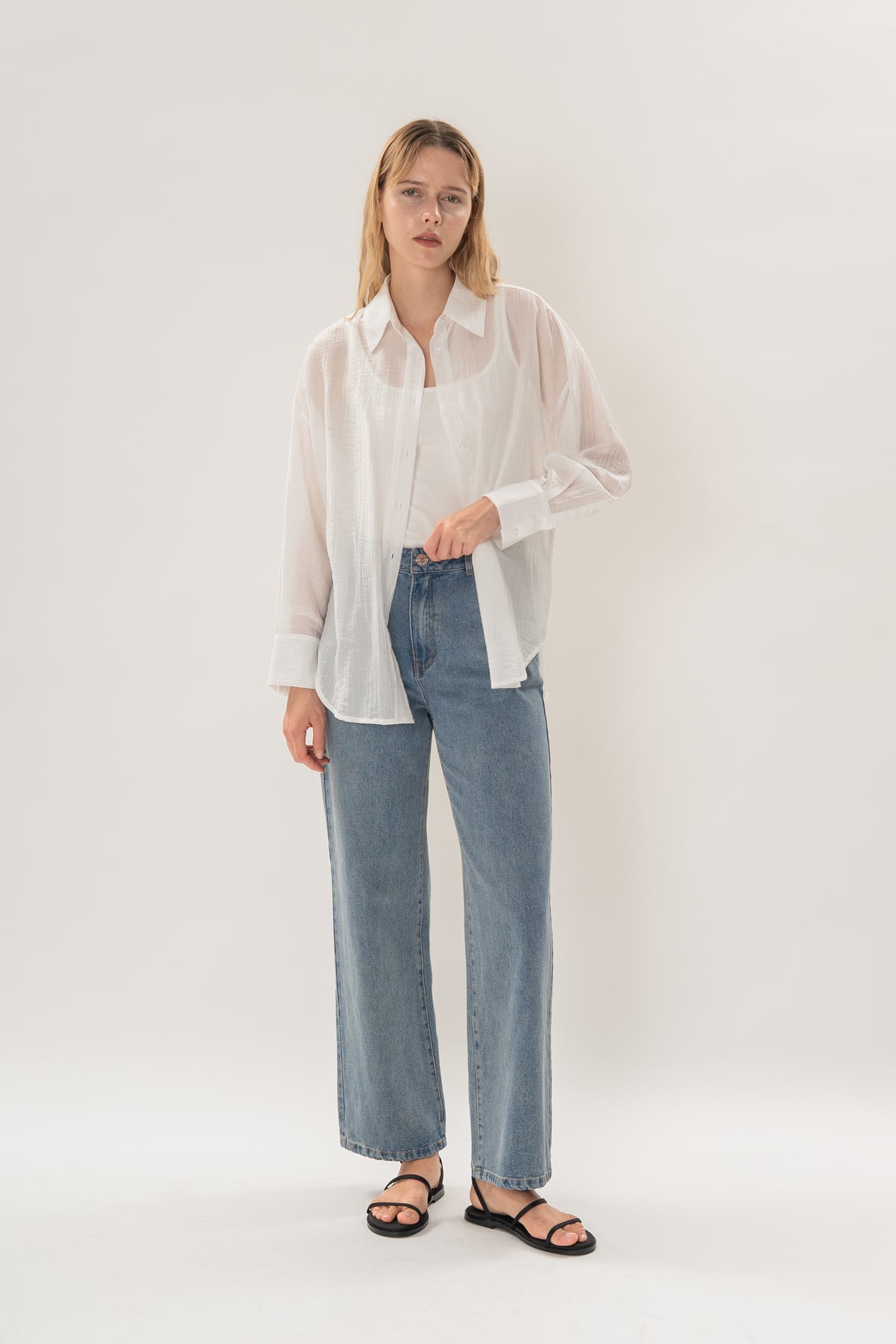 Relaxed Sheer Shirt in White