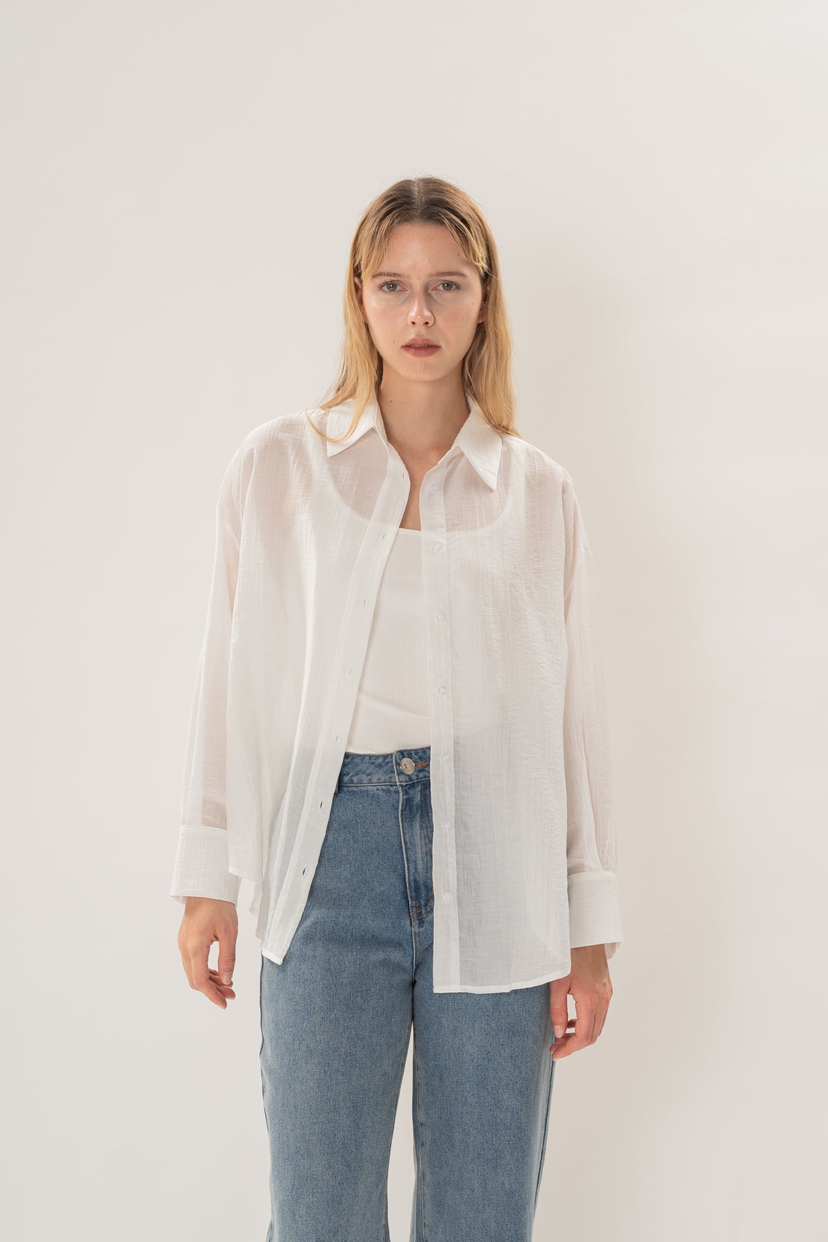 Relaxed Sheer Shirt in White