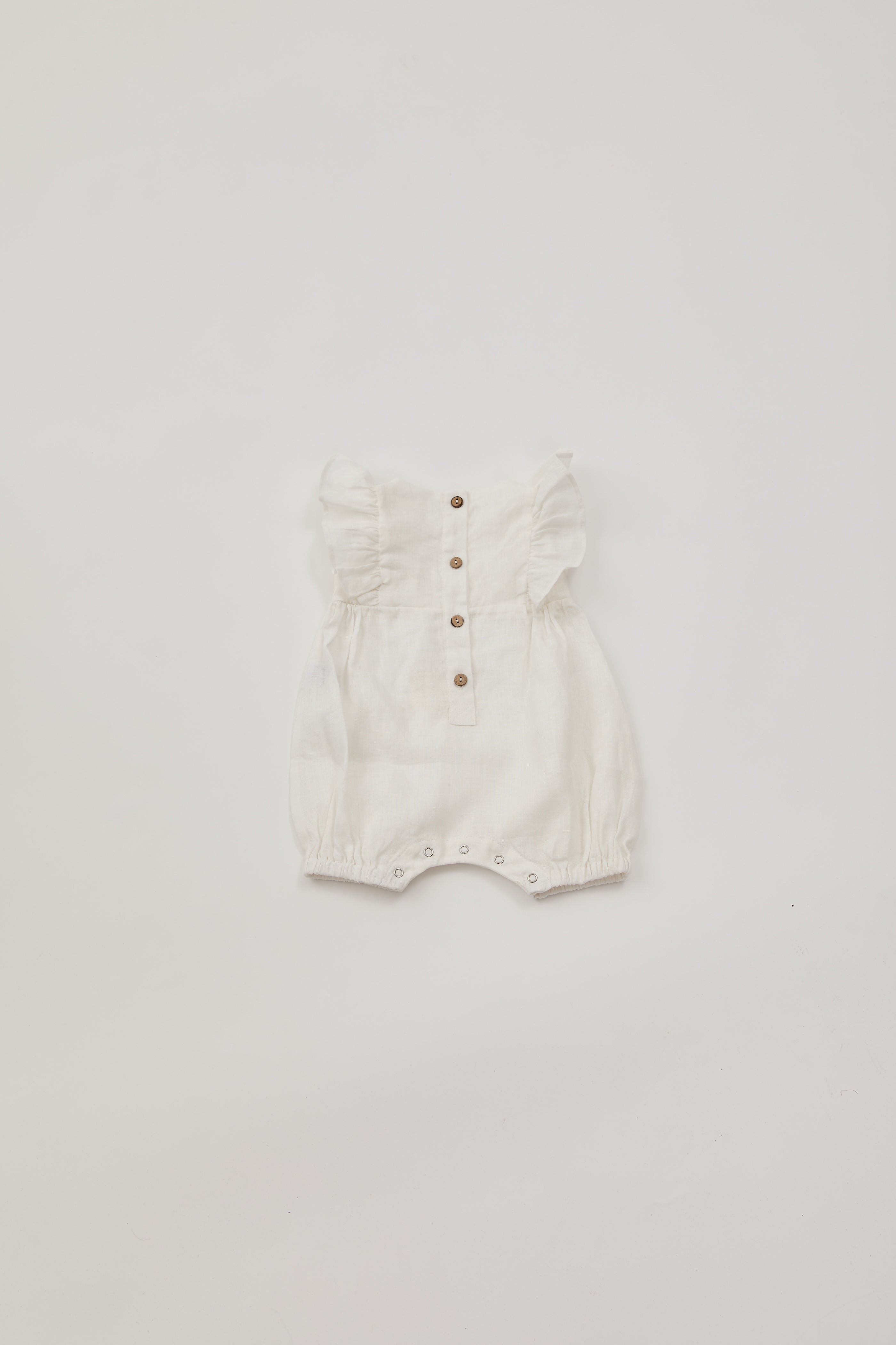 Mini Linen Romper in White