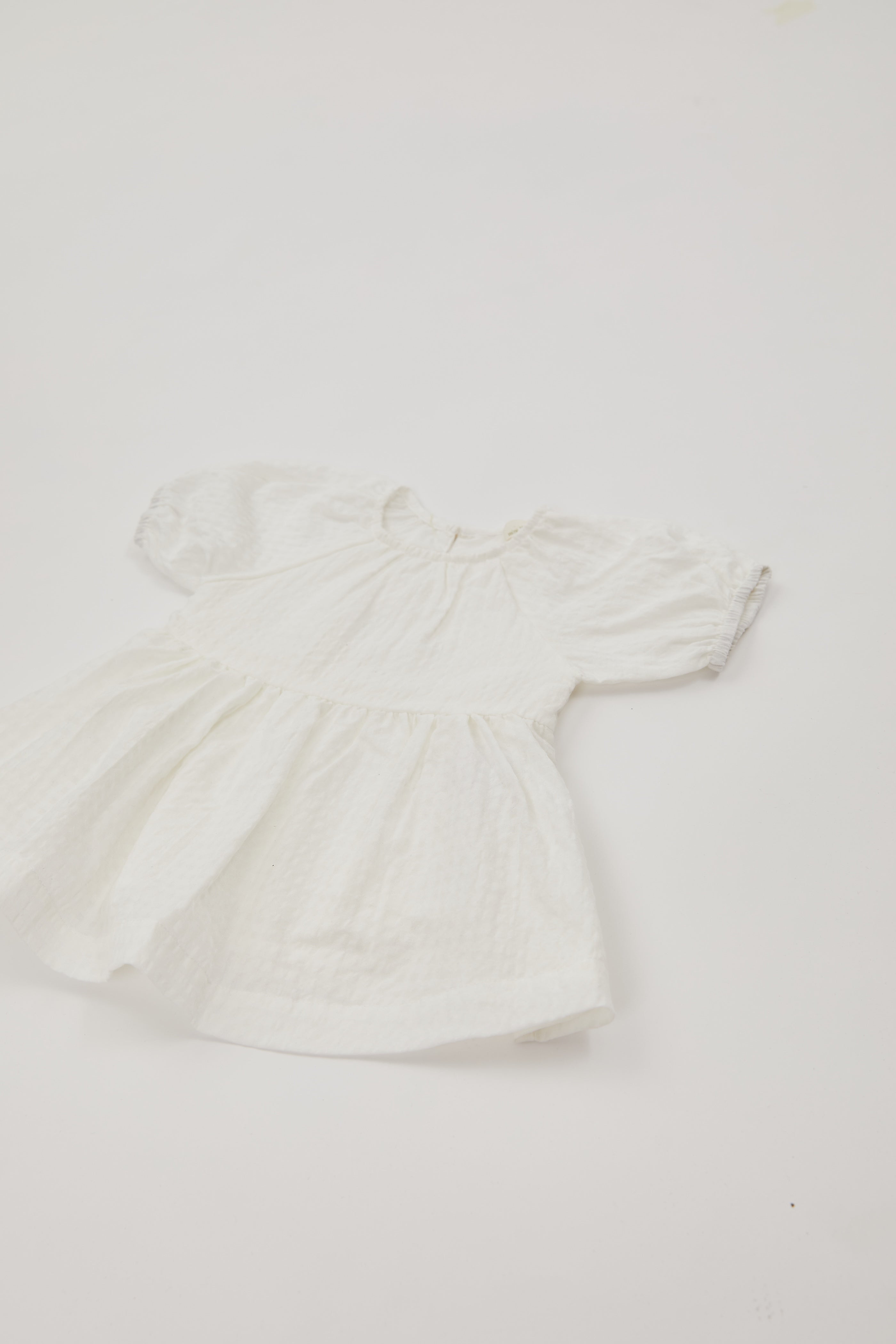 Mini Puffed Sleeved Dress in White