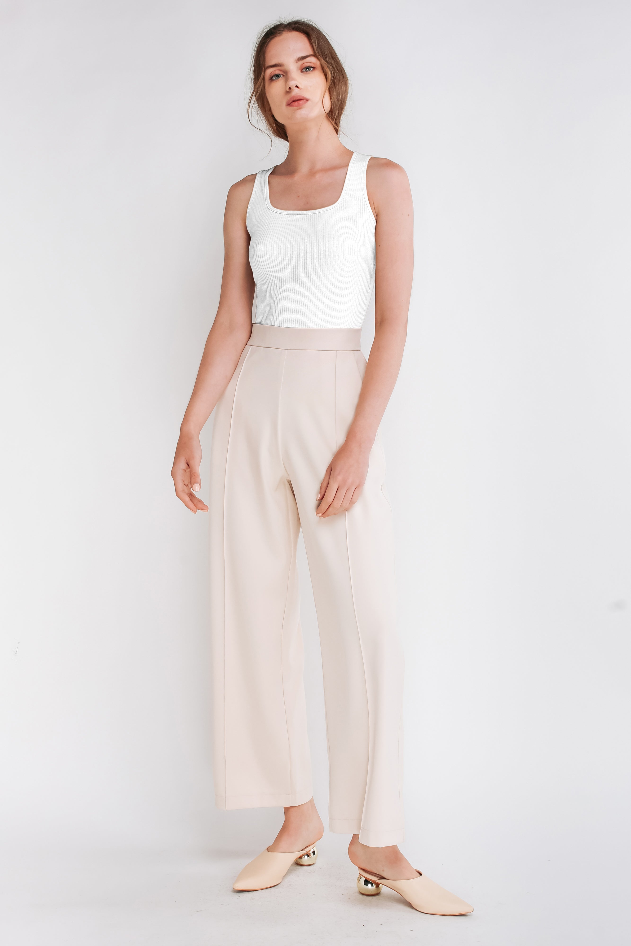 Square Neck Tank Top In Off White (Sale)