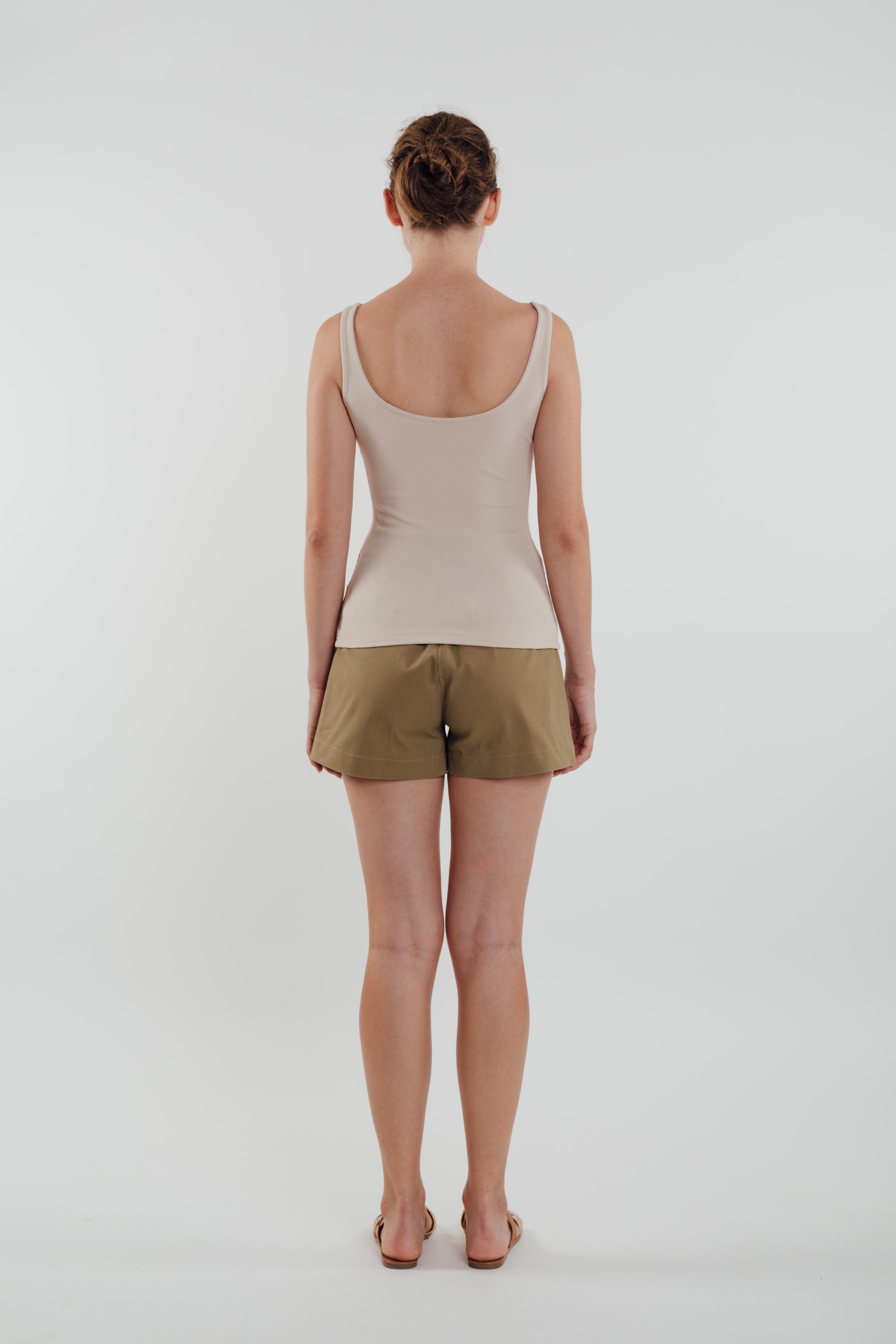 Round Neck Tank Top in Almond