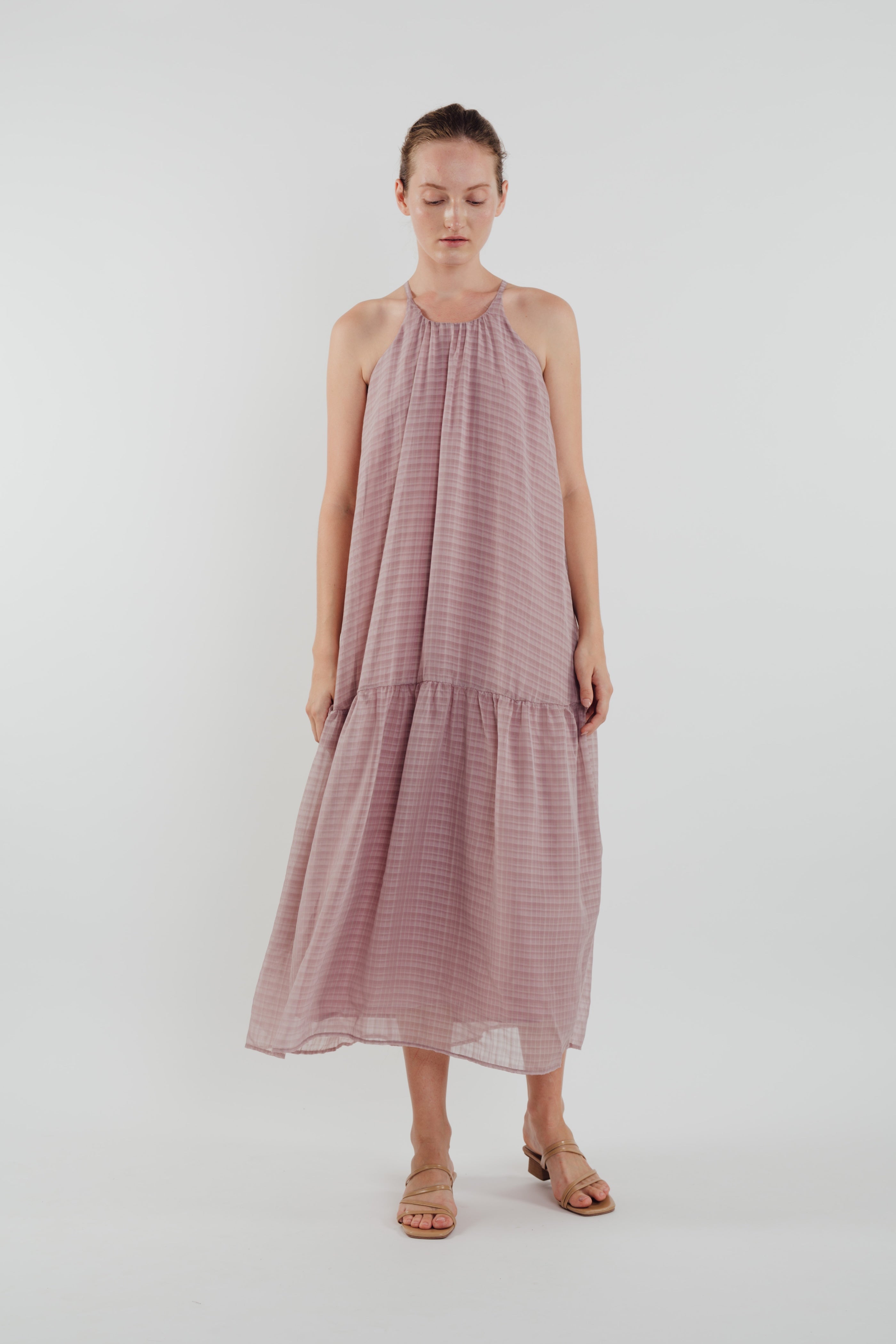 Chiffon Tiered Maxi Dress in Rose
