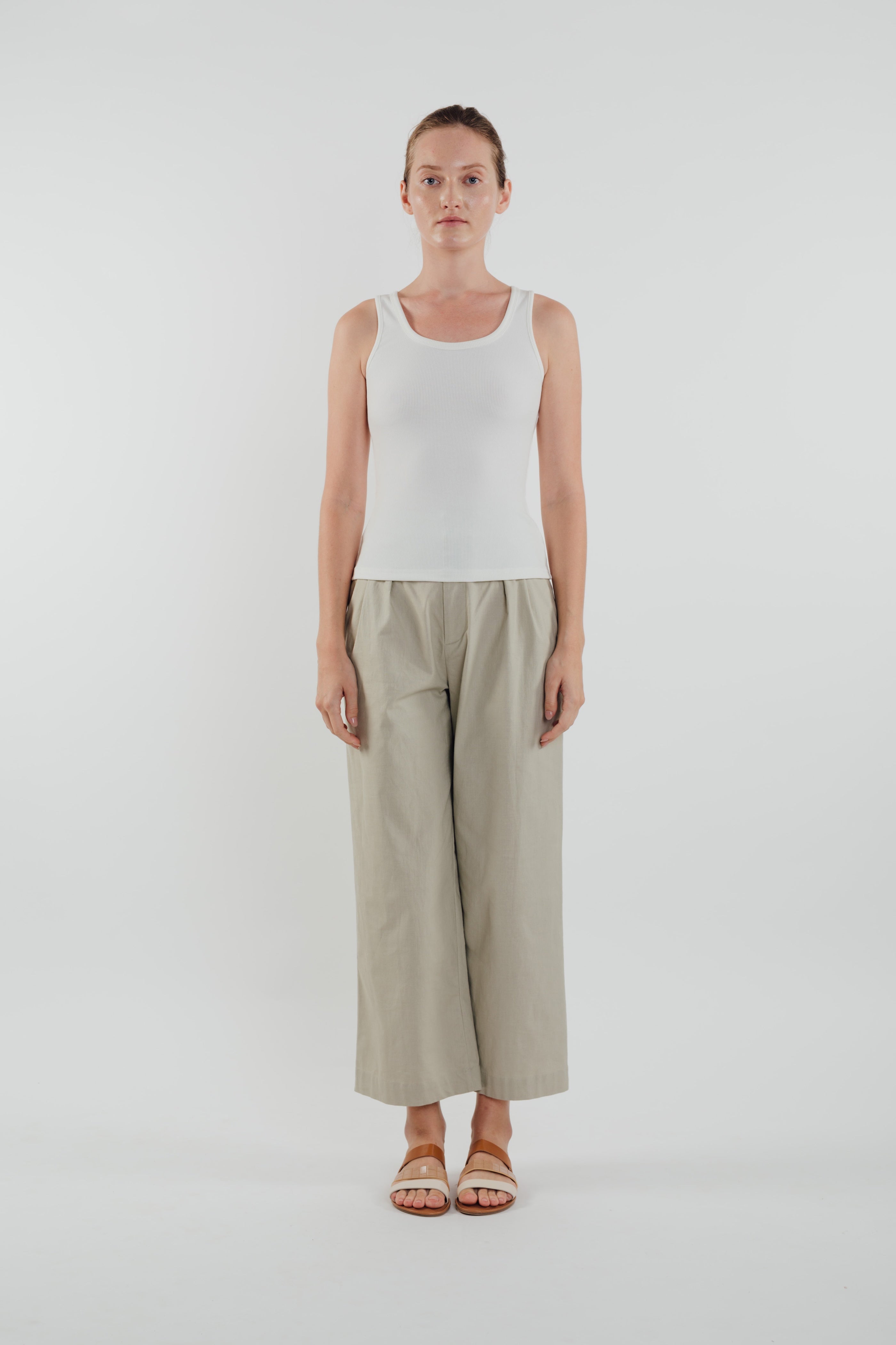 Scoop Neck Knit Tank in White (Sale)