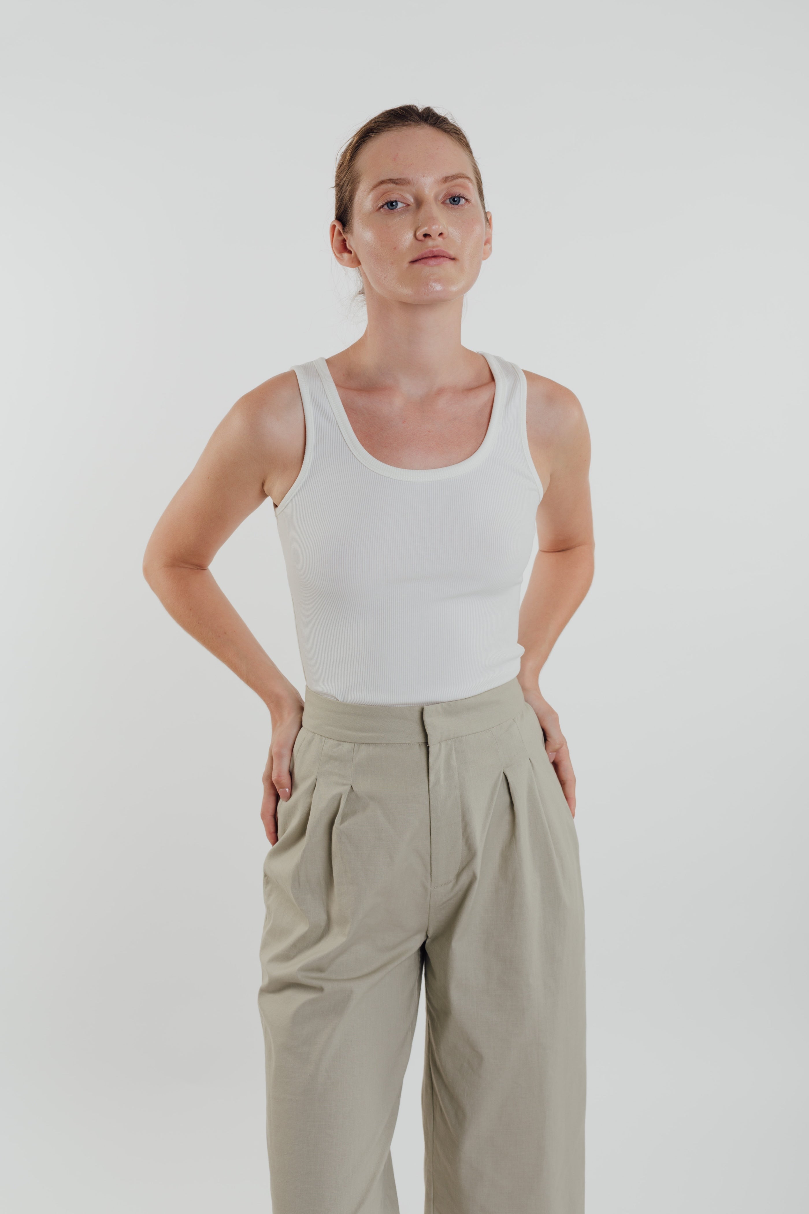 Scoop Neck Knit Tank in White (Sale)