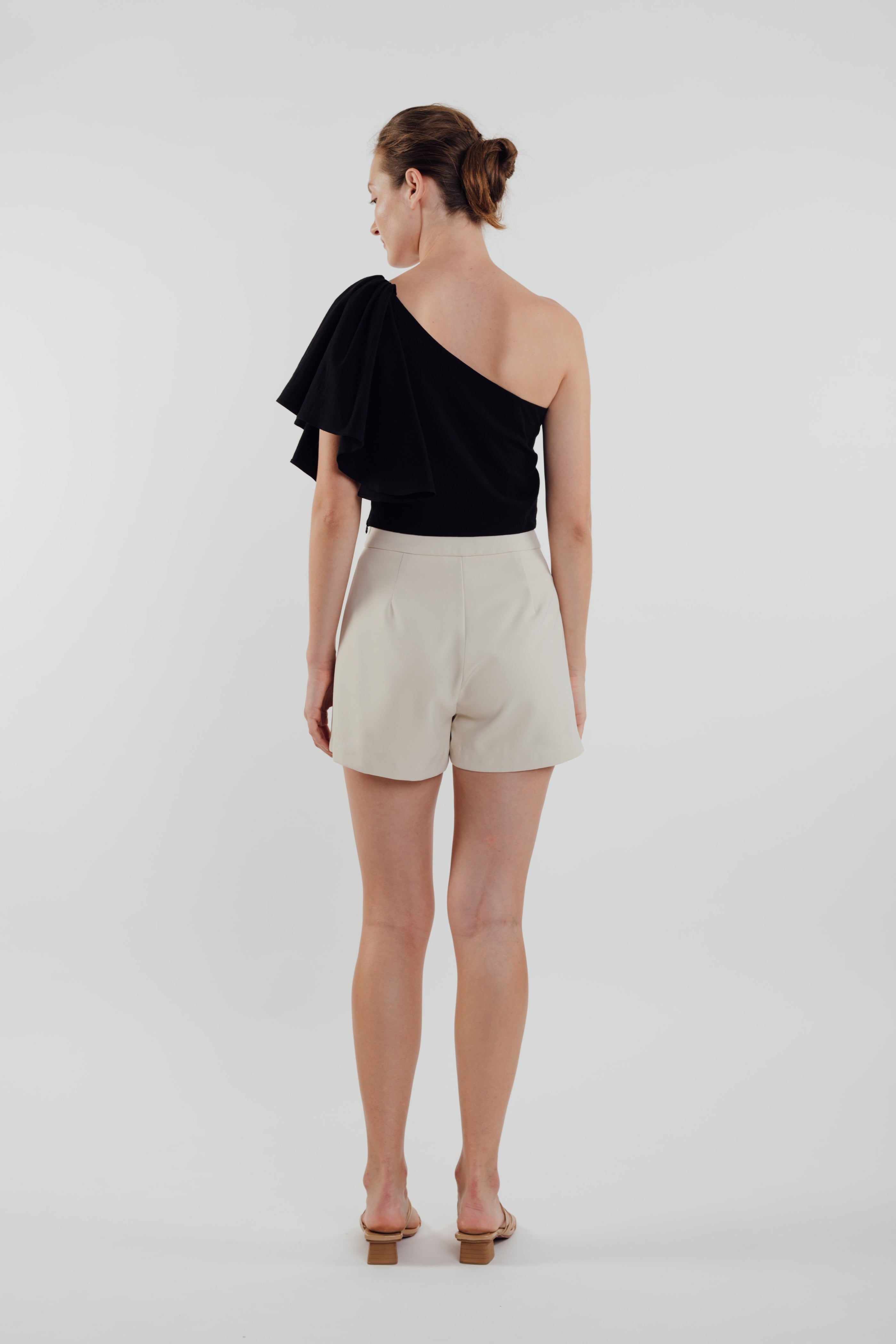 Toga Top with Frilled Sleeve in Black (Sale)