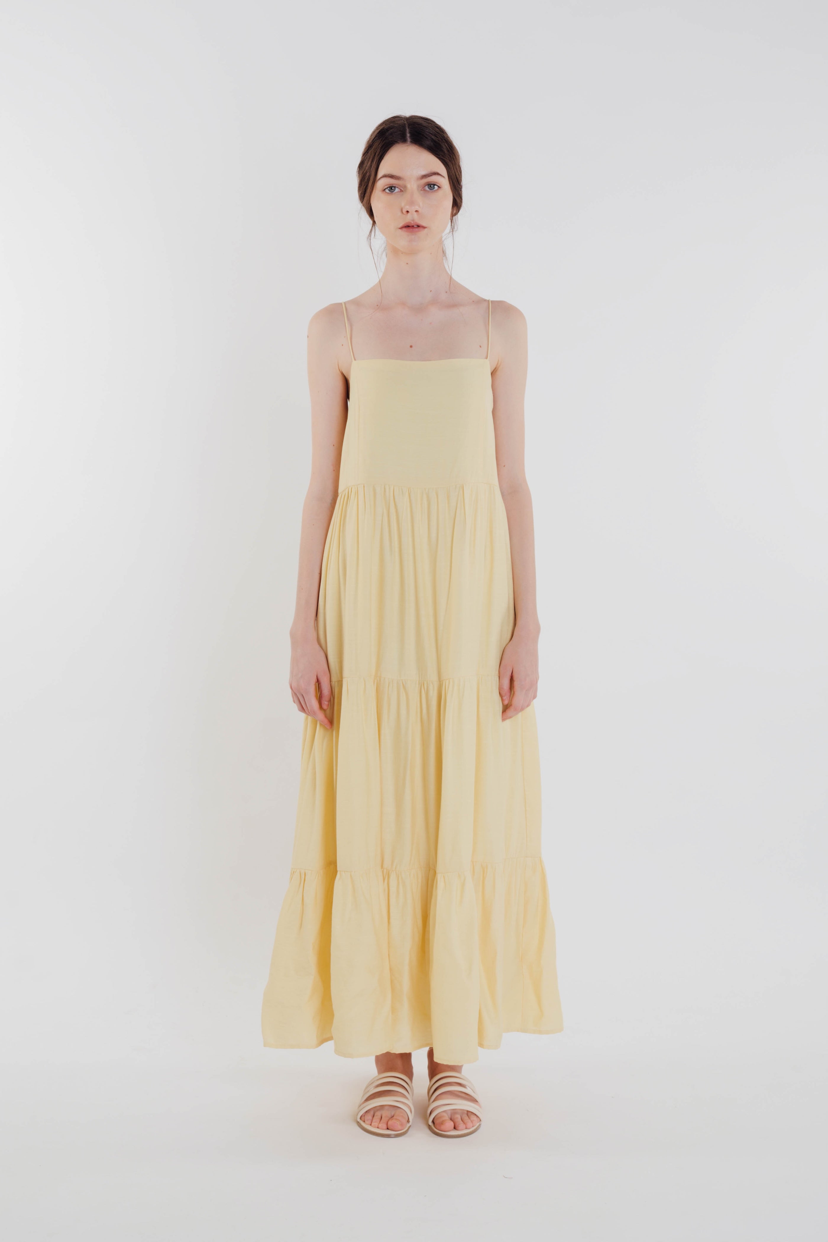 Tencel Tiered Maxi Dress in Yellow