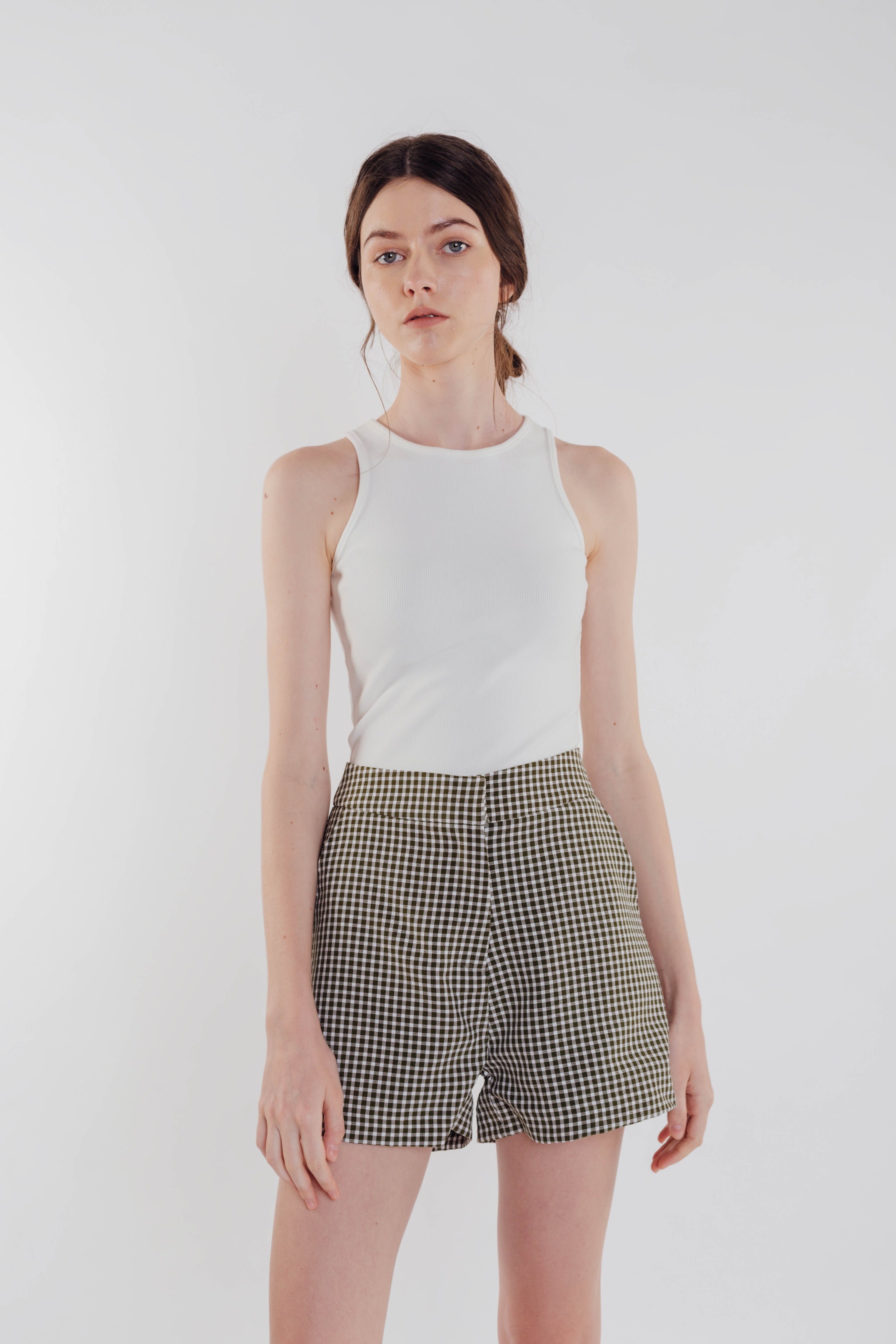 Gingham Shorts in Olive (Sale)