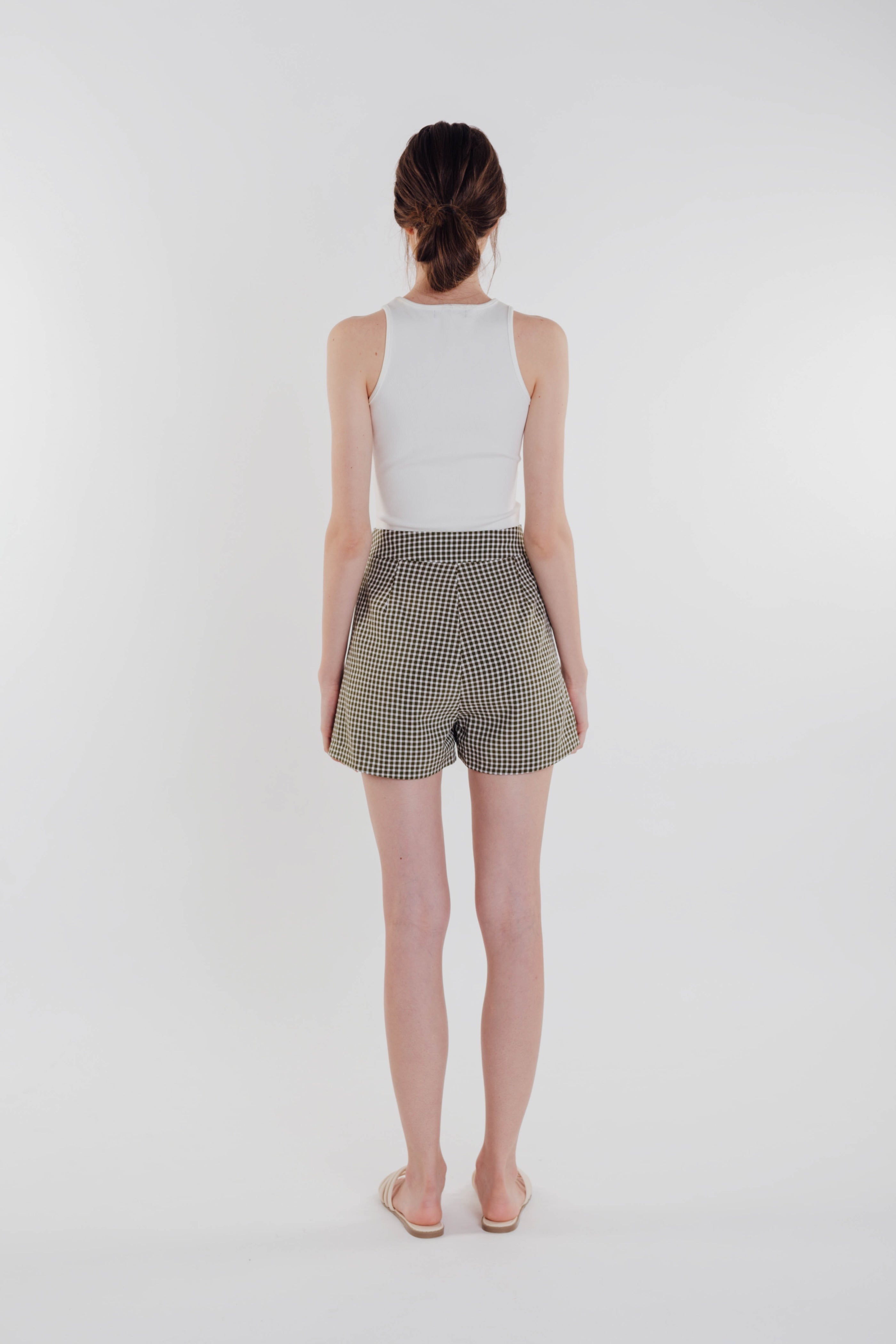 Gingham Shorts in Olive (Sale)