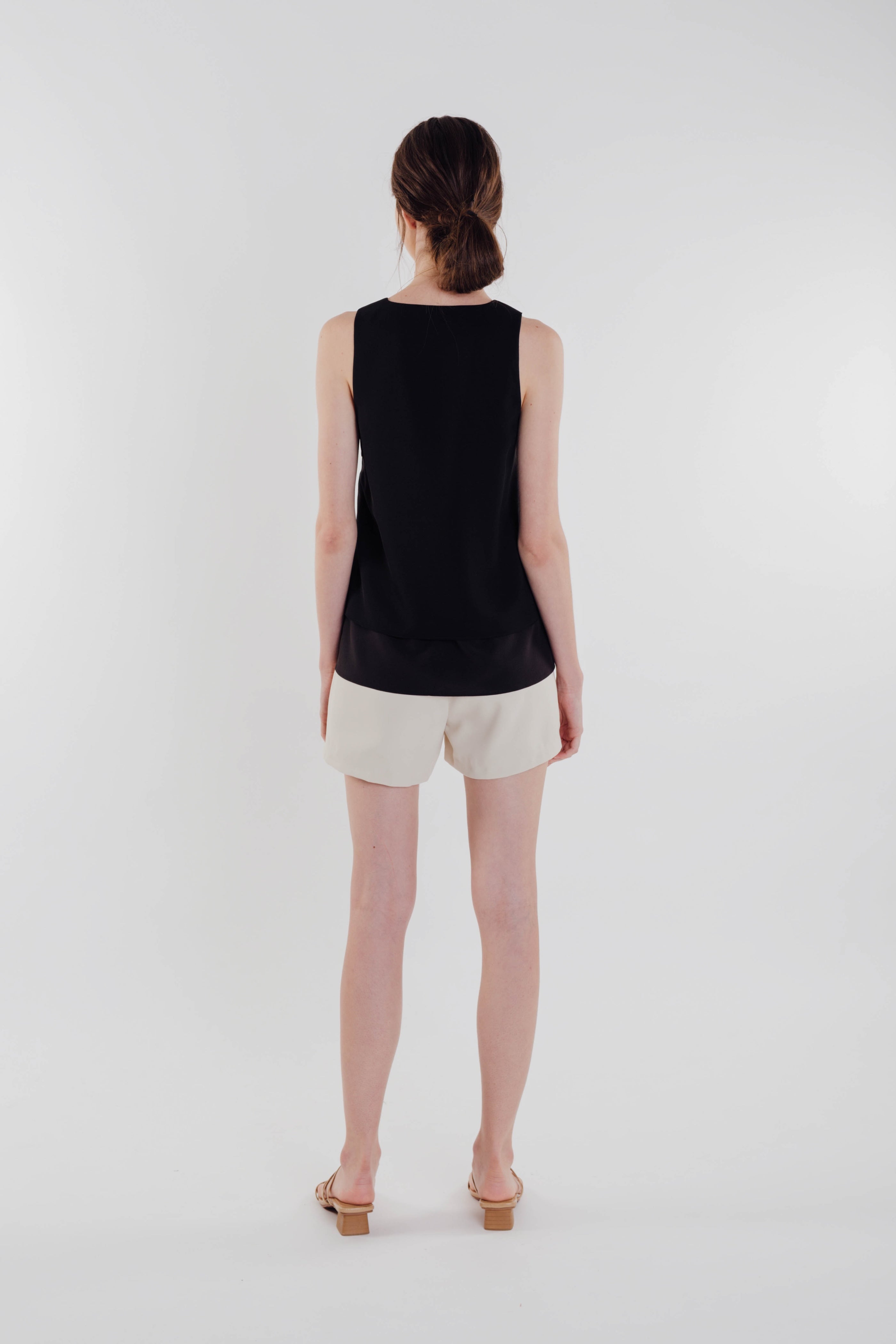 V-Neck Layered Top in Black (Sale)