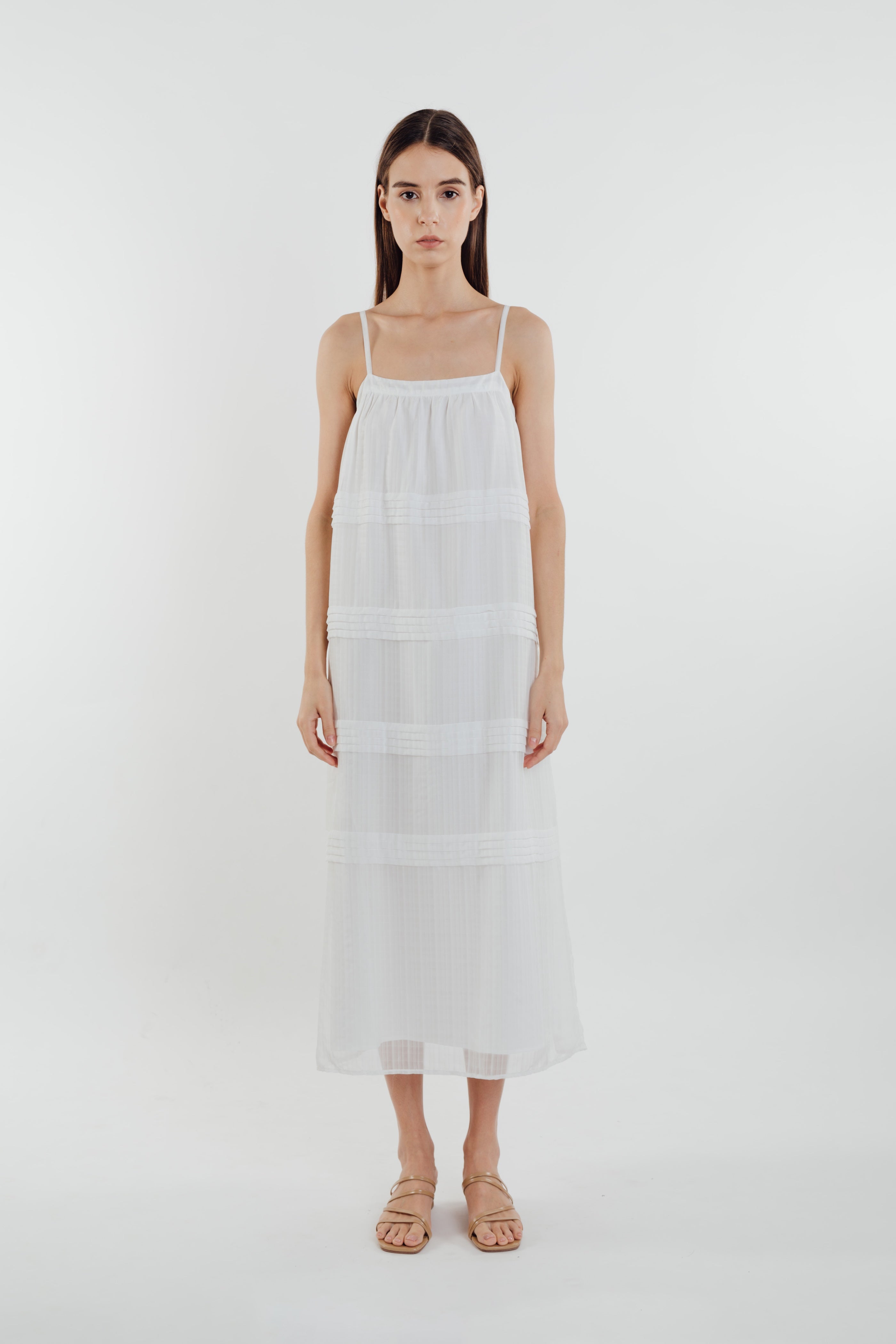 Panelled Midi Dress in White