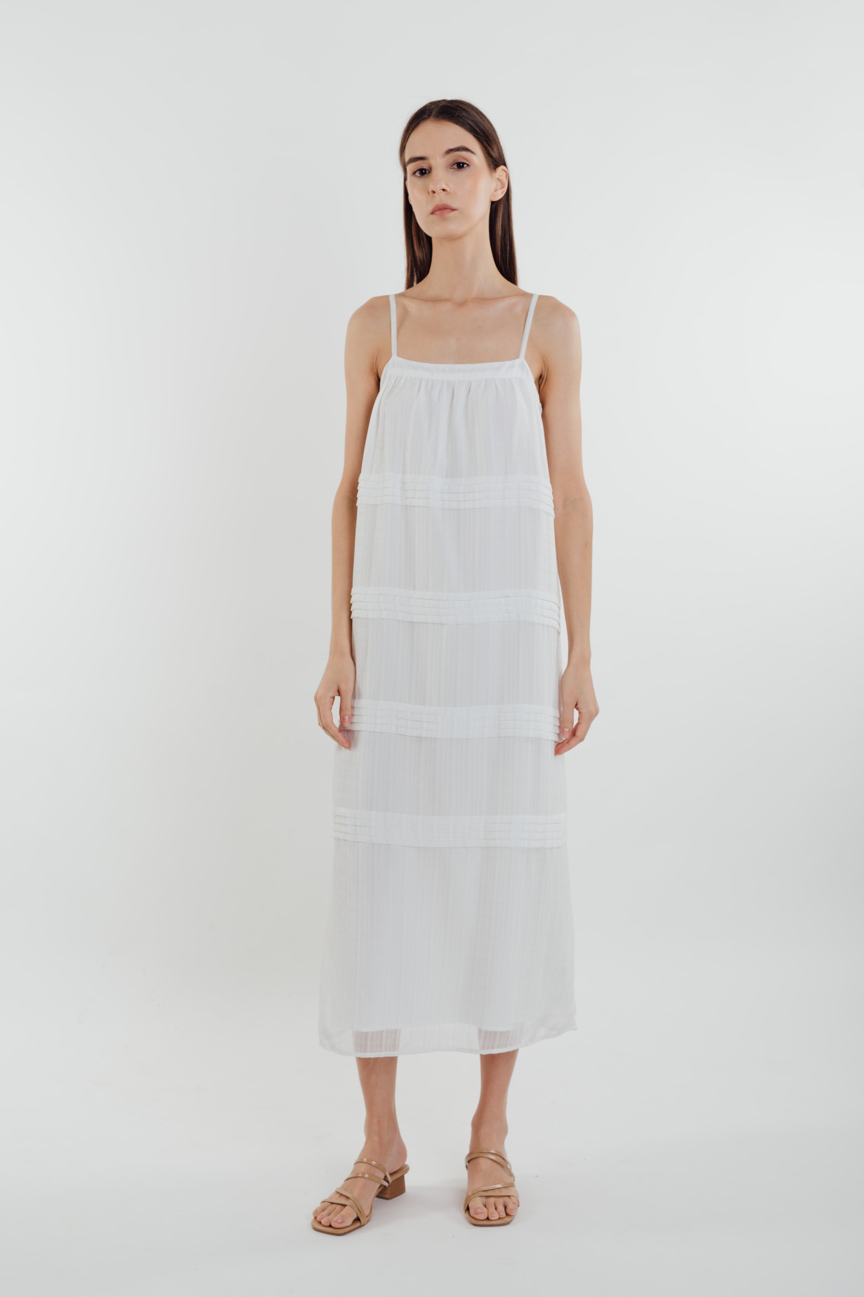 Panelled Midi Dress in White