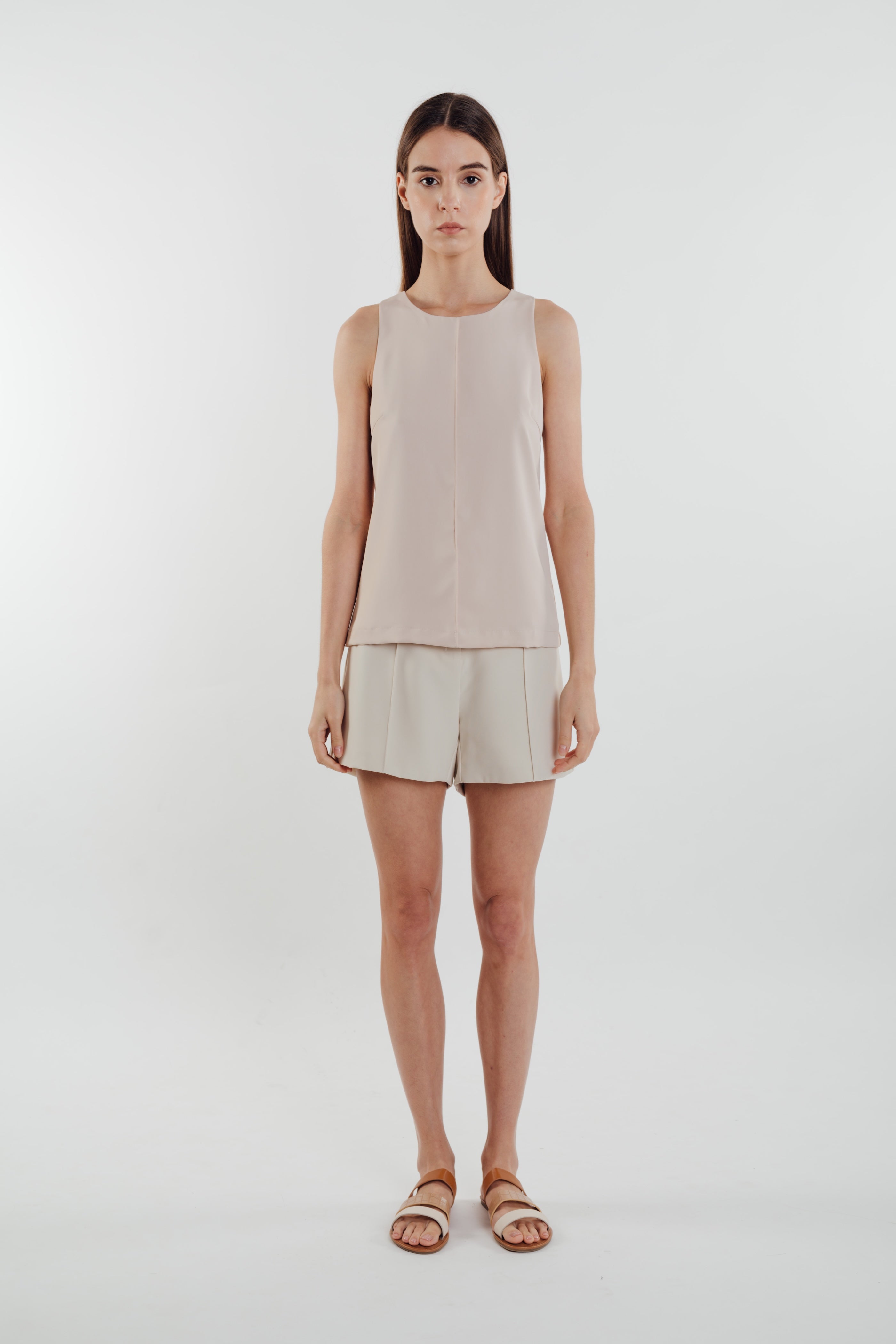 Front Stitchline Tank Top in Pale Rose