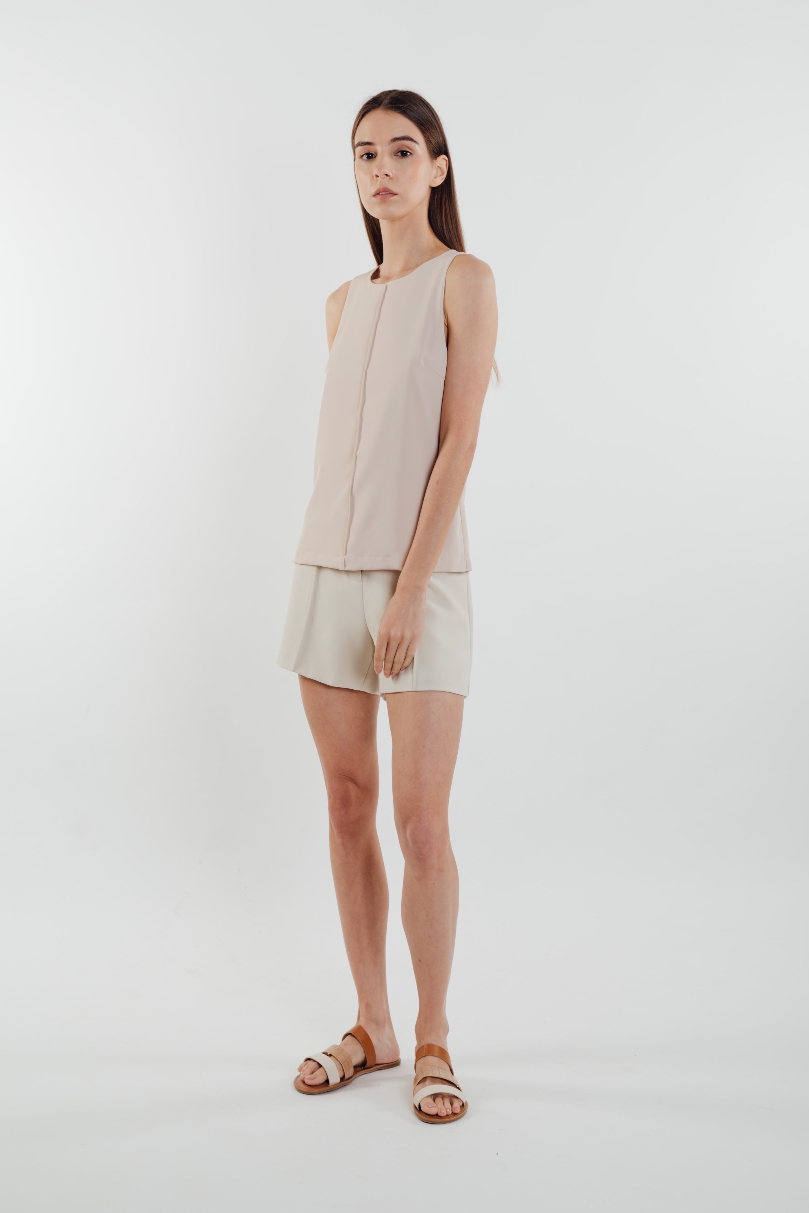 Front Stitchline Tank Top in Pale Rose