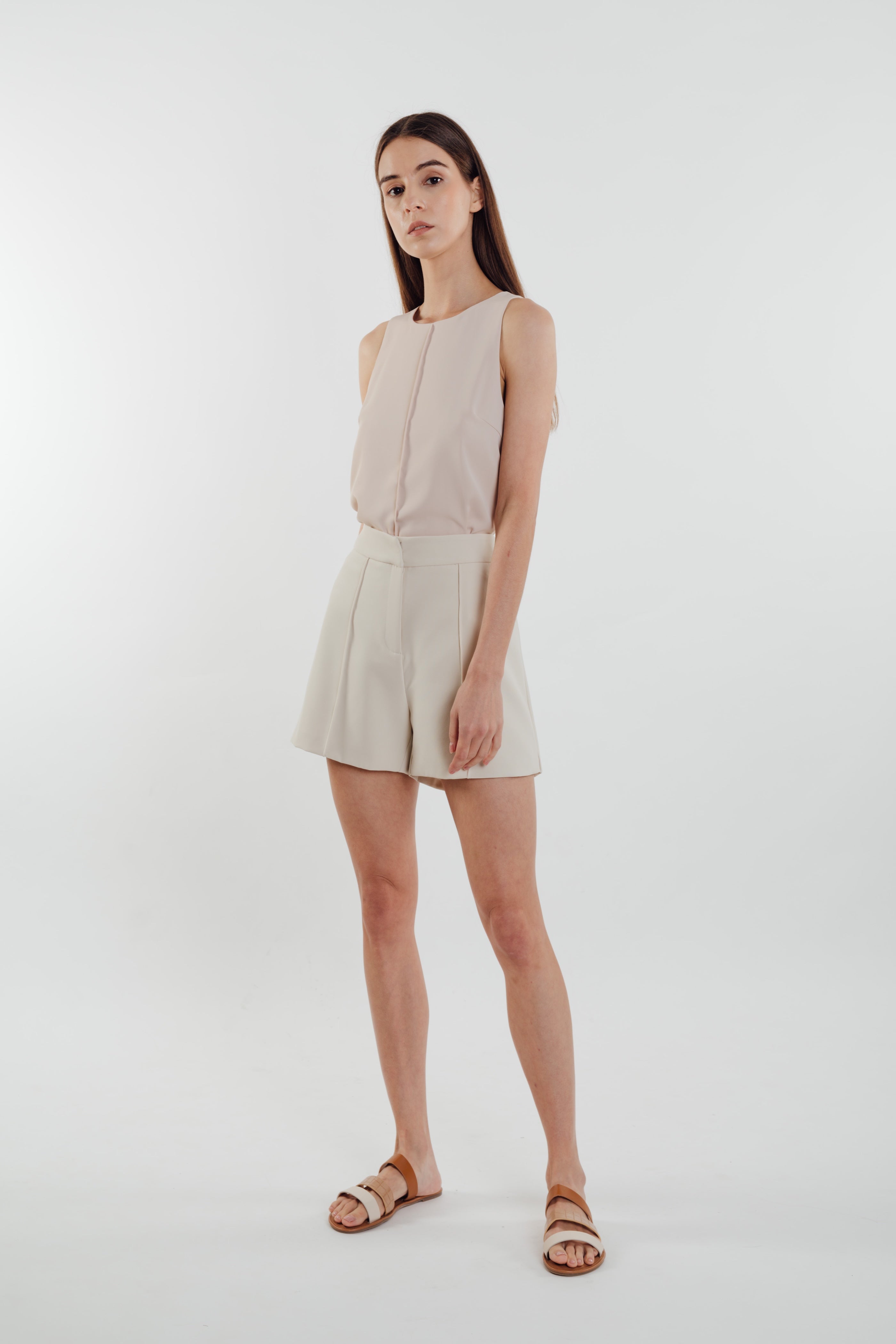 Front Stitchline Tank Top in Pale Rose