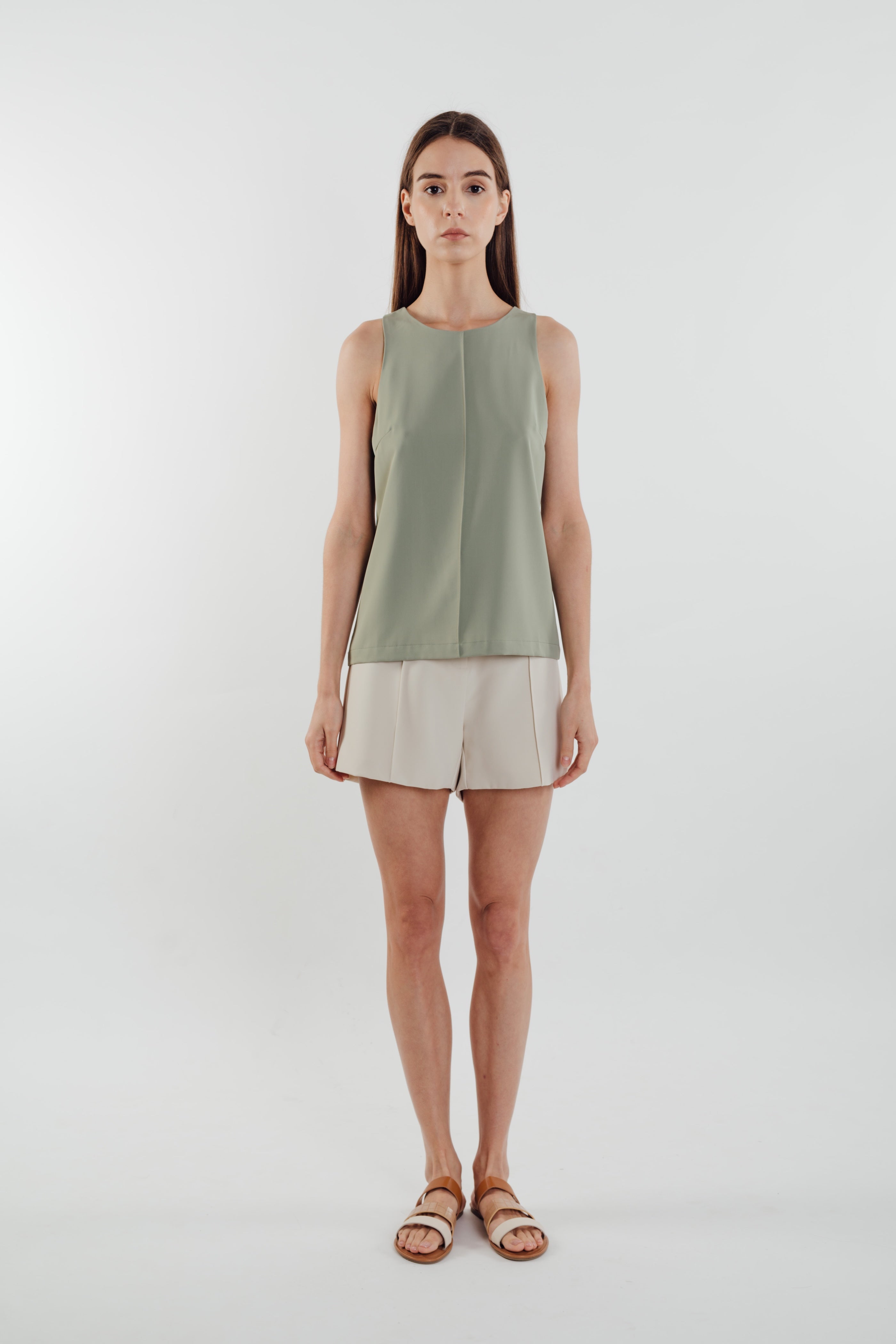 Front Stitchline Tank Top in Sage