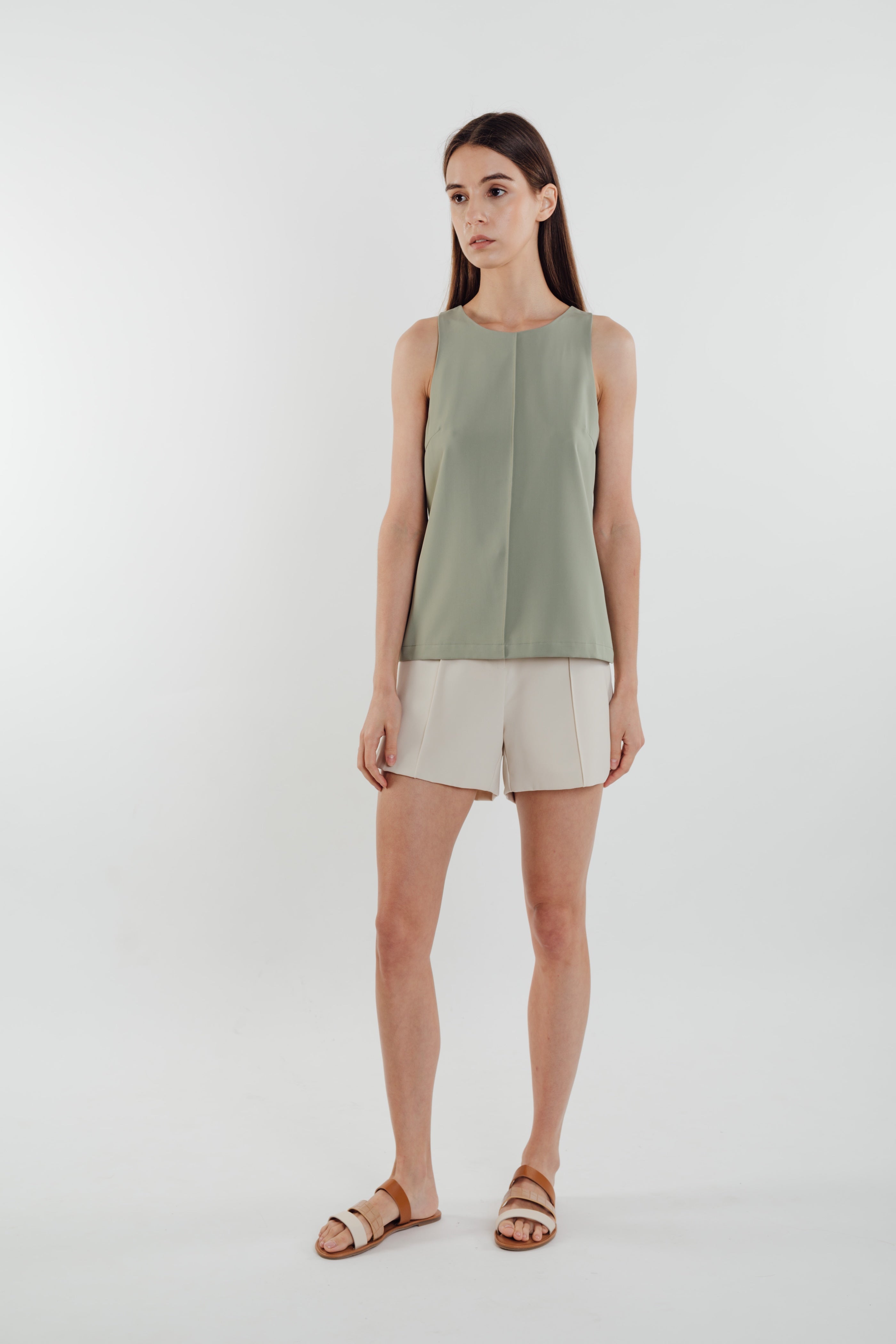 Front Stitchline Tank Top in Sage