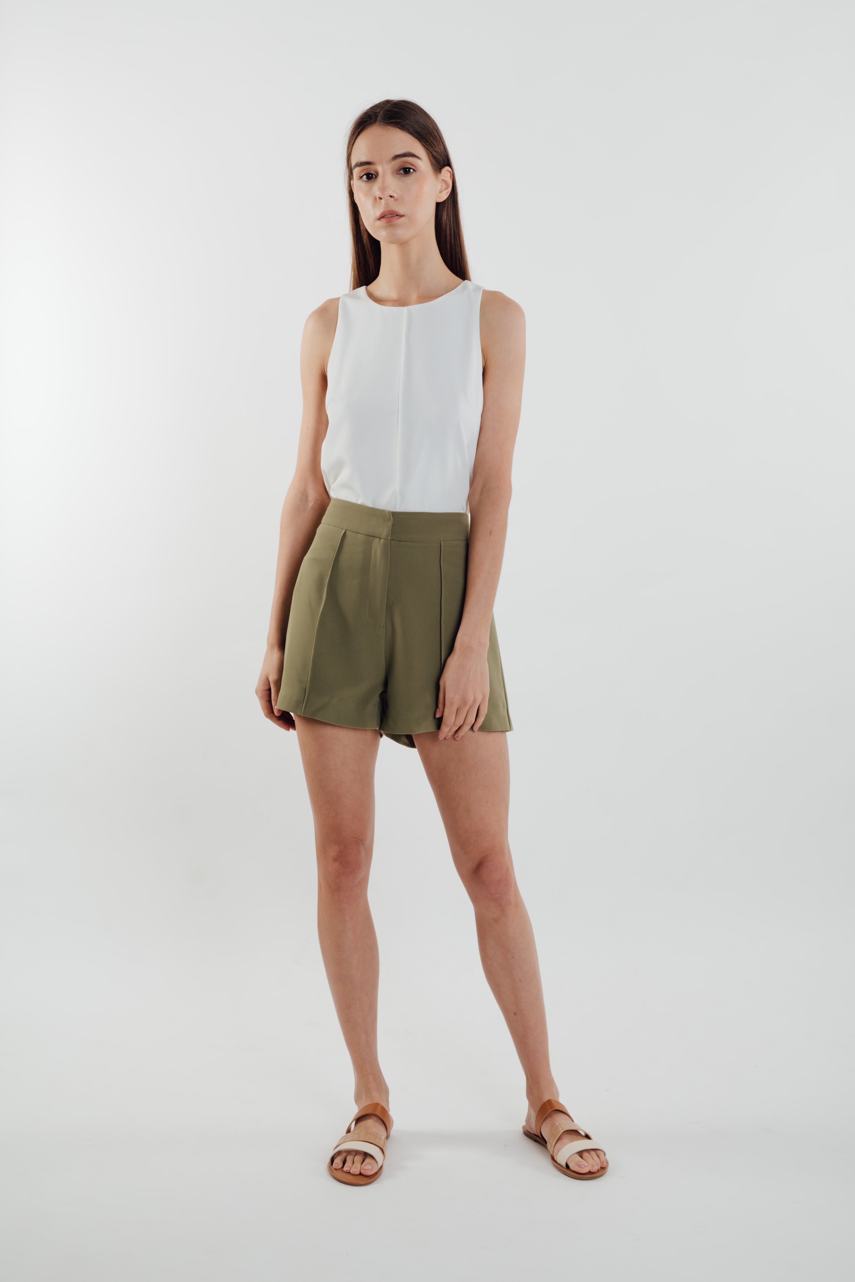 Front Stitchline Tank Top in White