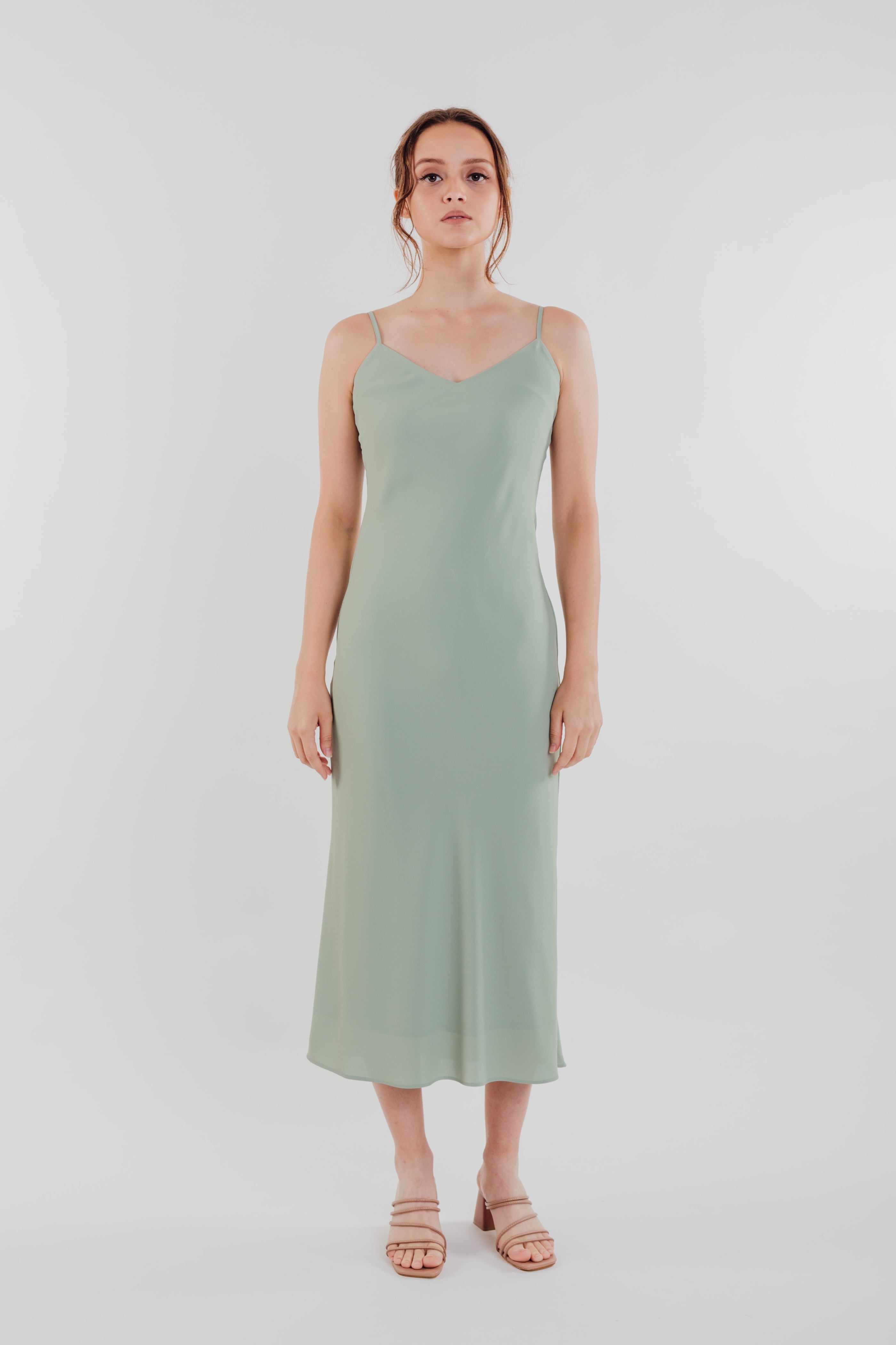 V Neck Slip Dress in Pistachio