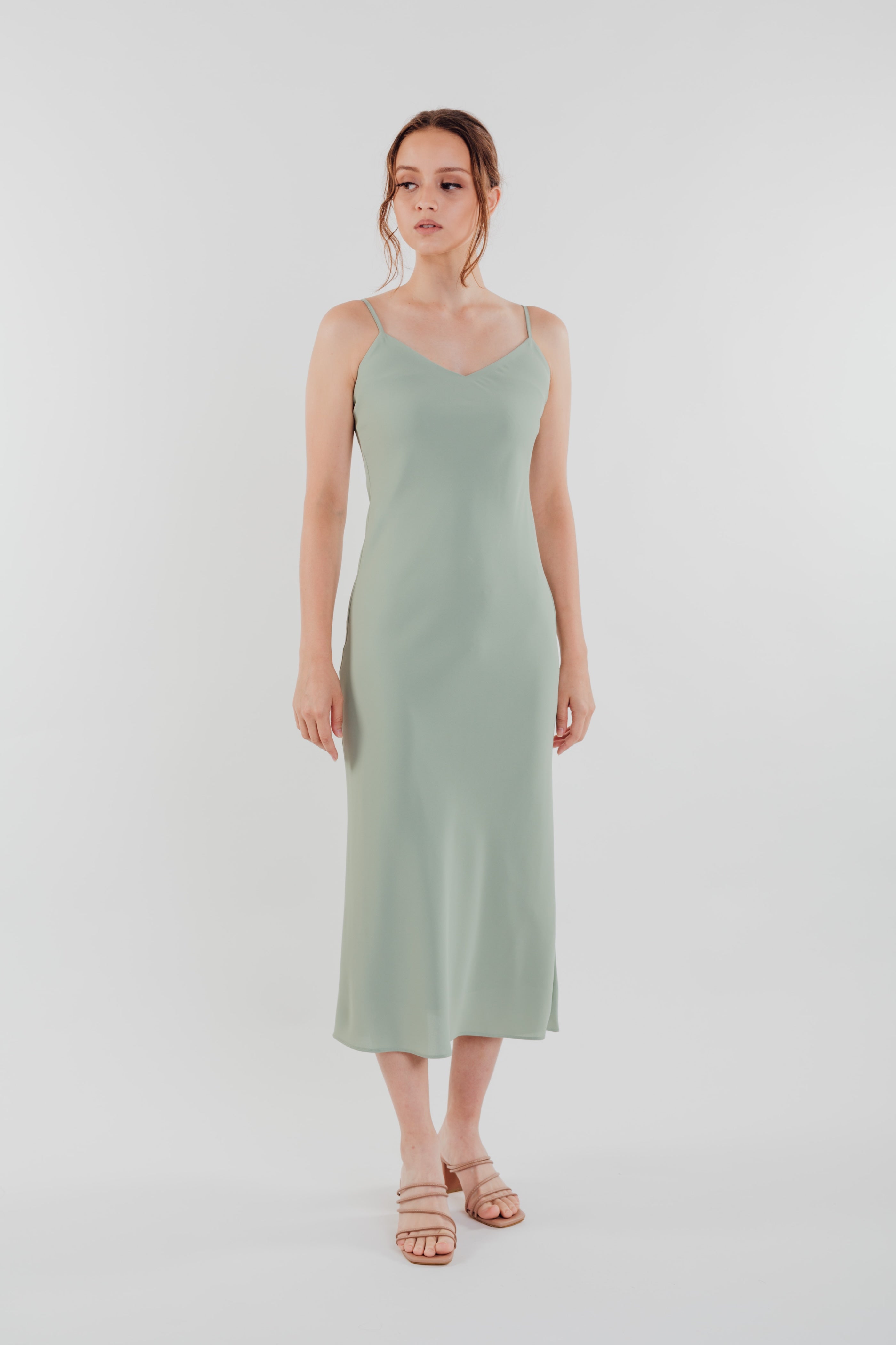 V Neck Slip Dress in Pistachio