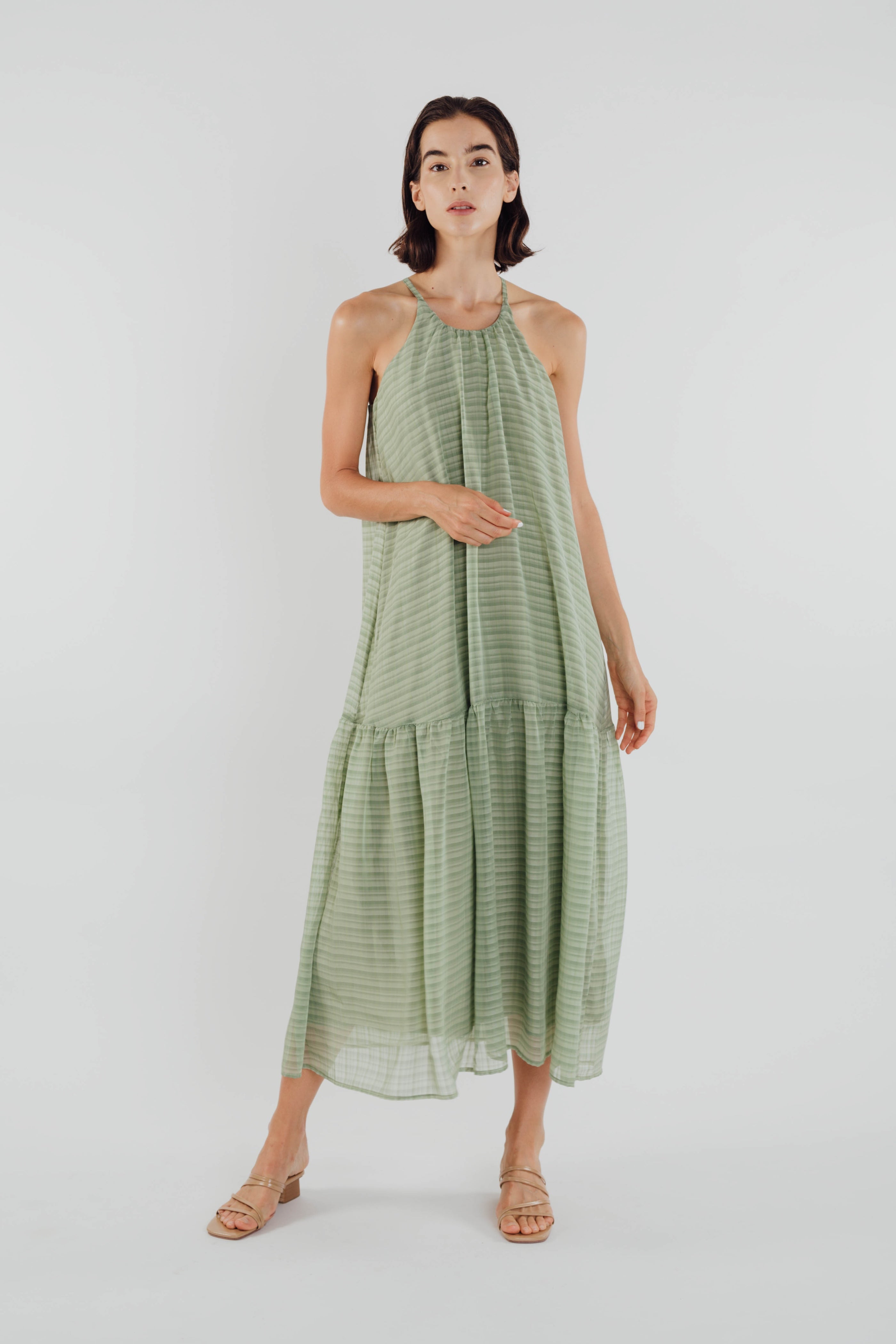 Chiffon Tiered Maxi Dress in Sage