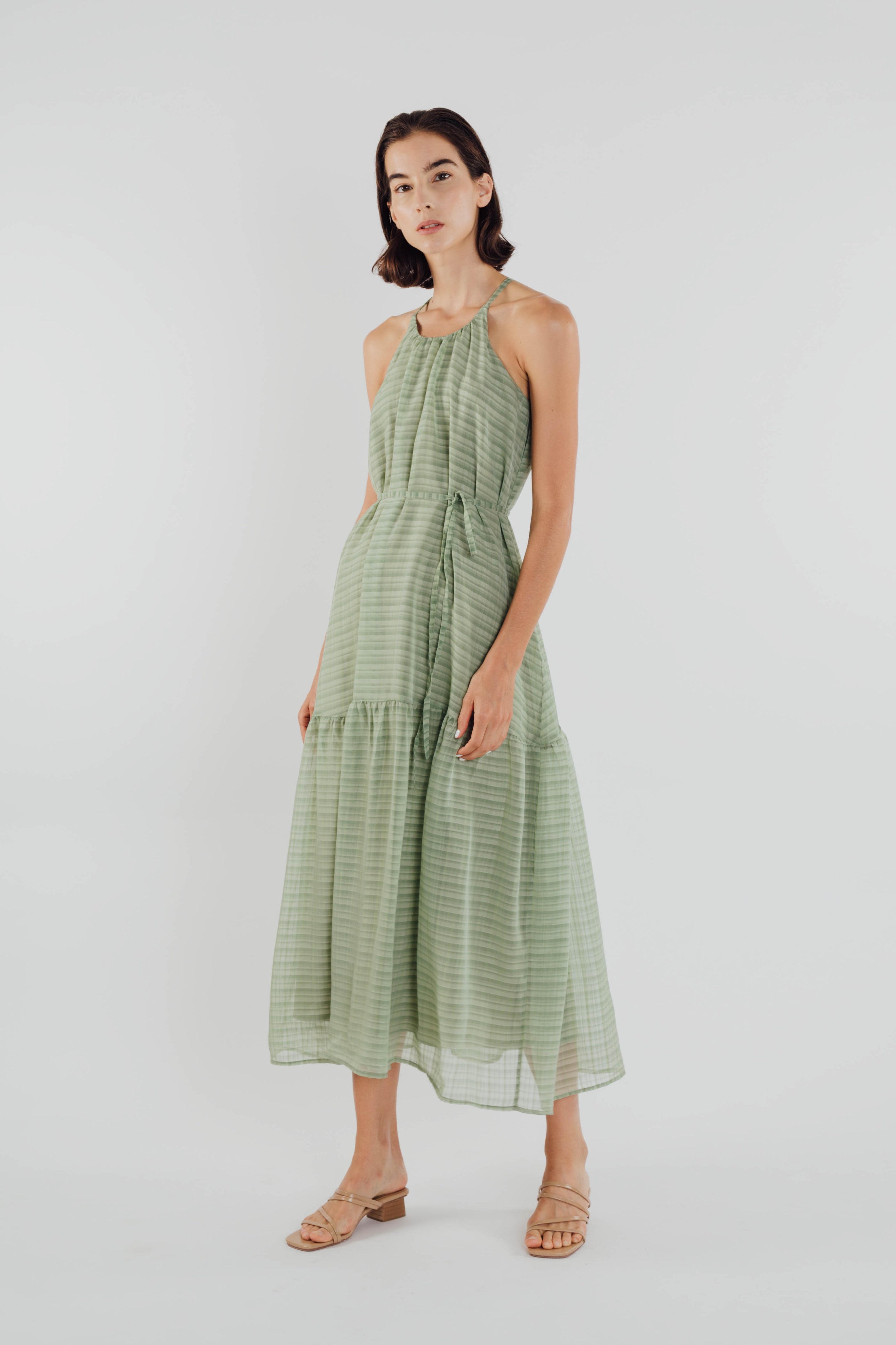Chiffon Tiered Maxi Dress in Sage