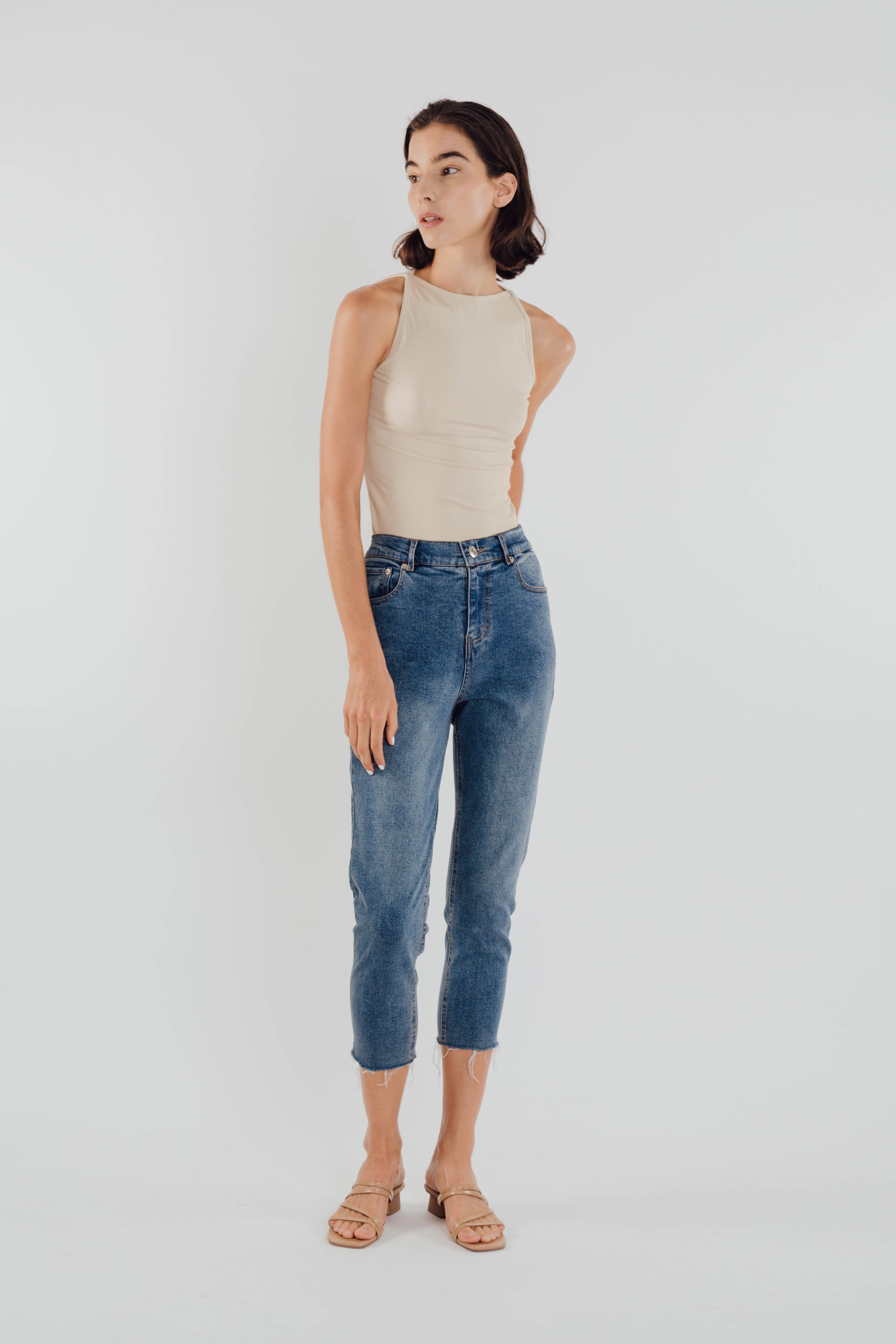 Boat Neck Knit Top in Natural