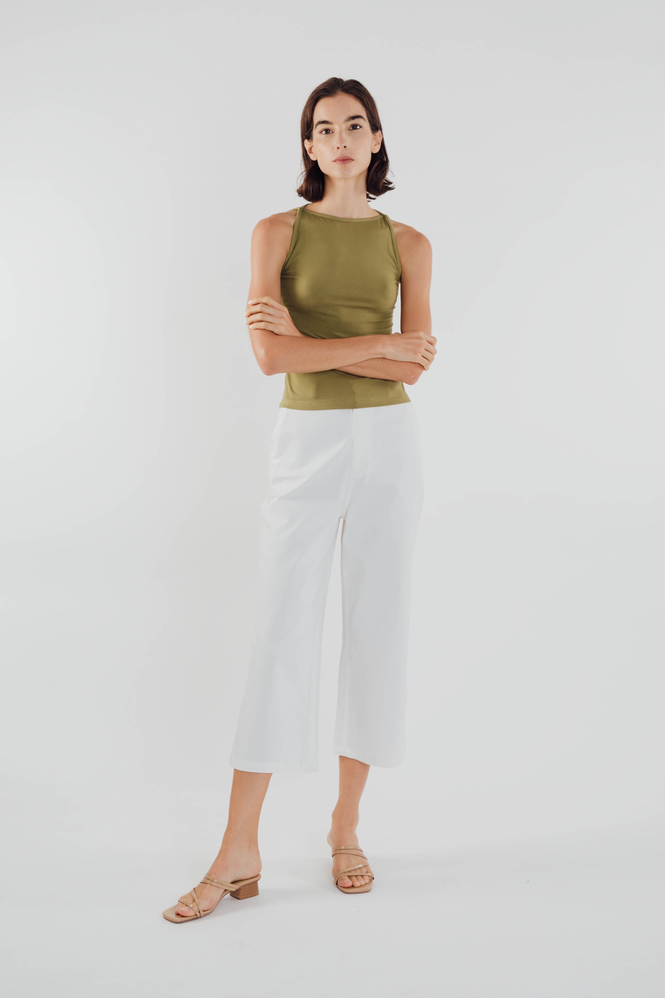 Boat Neck Knit Top in Olive