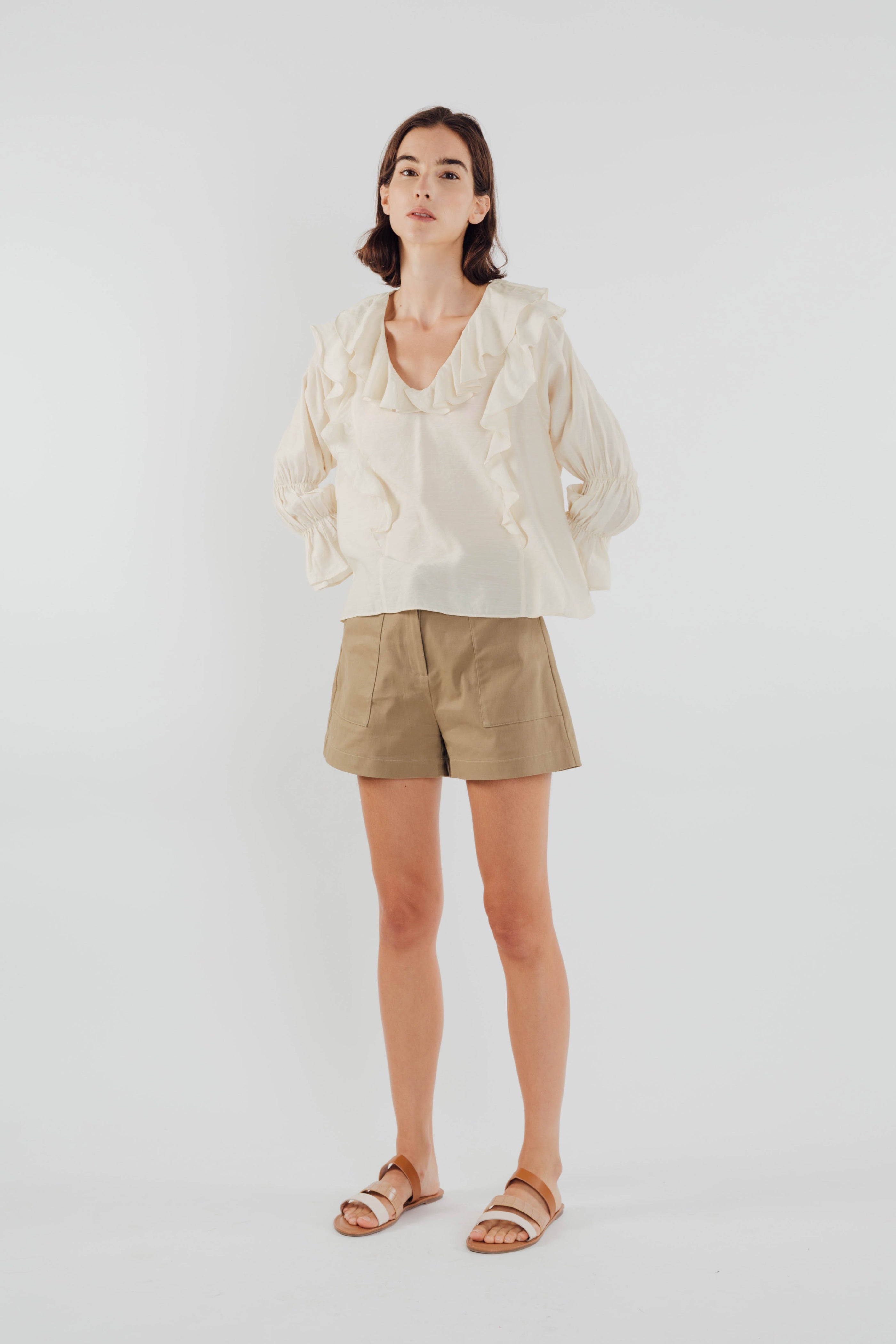 Frilled Top in Ecru (Sale)