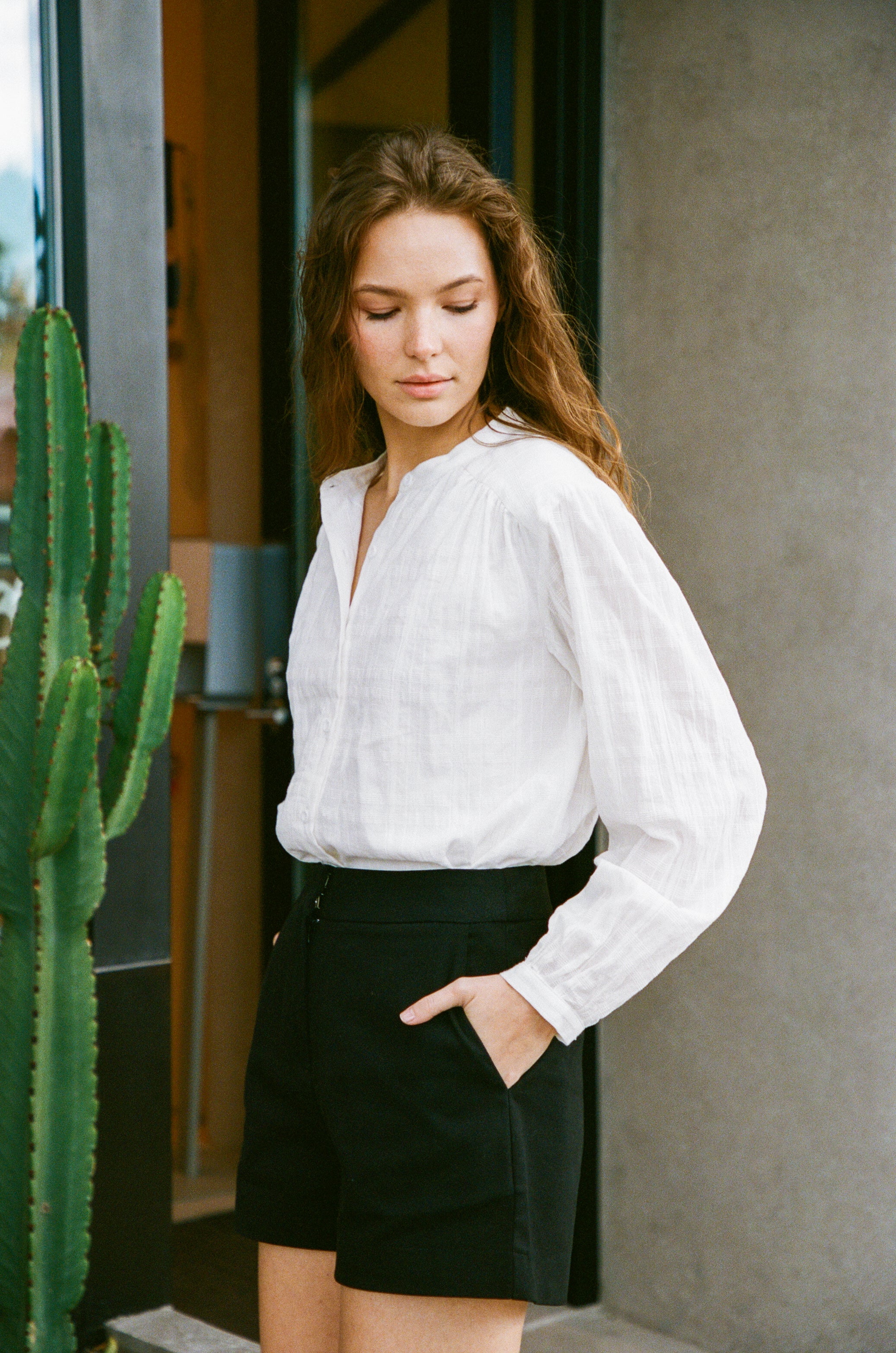 Billowy Cotton Blouse in White