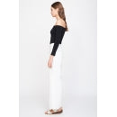 Side Slit Wide Leg Trousers In White -Sale