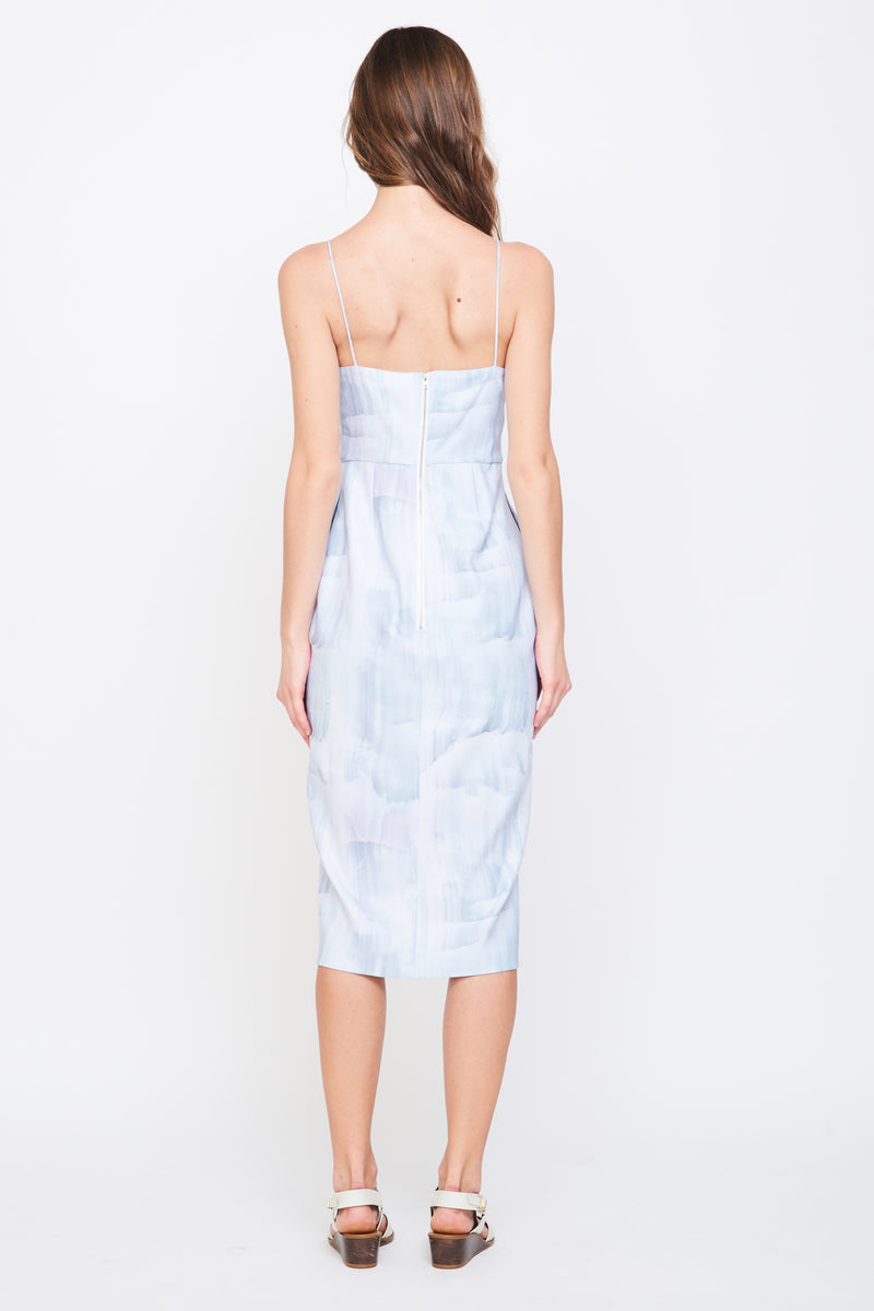V Neck Tailored Dress in Print