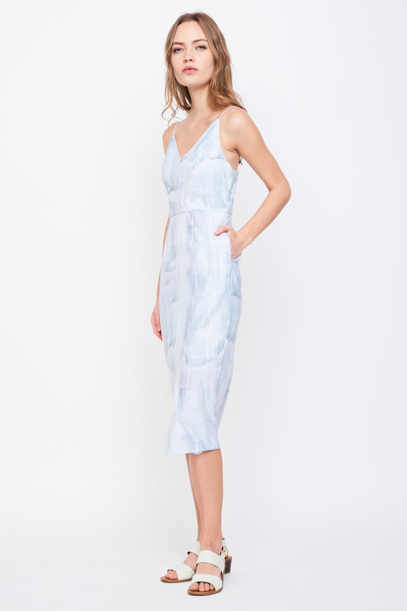 V Neck Tailored Dress in Print