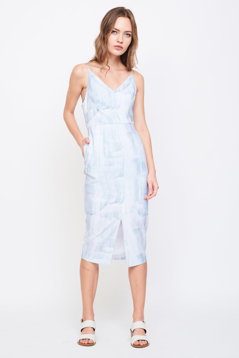 V Neck Tailored Dress in Print