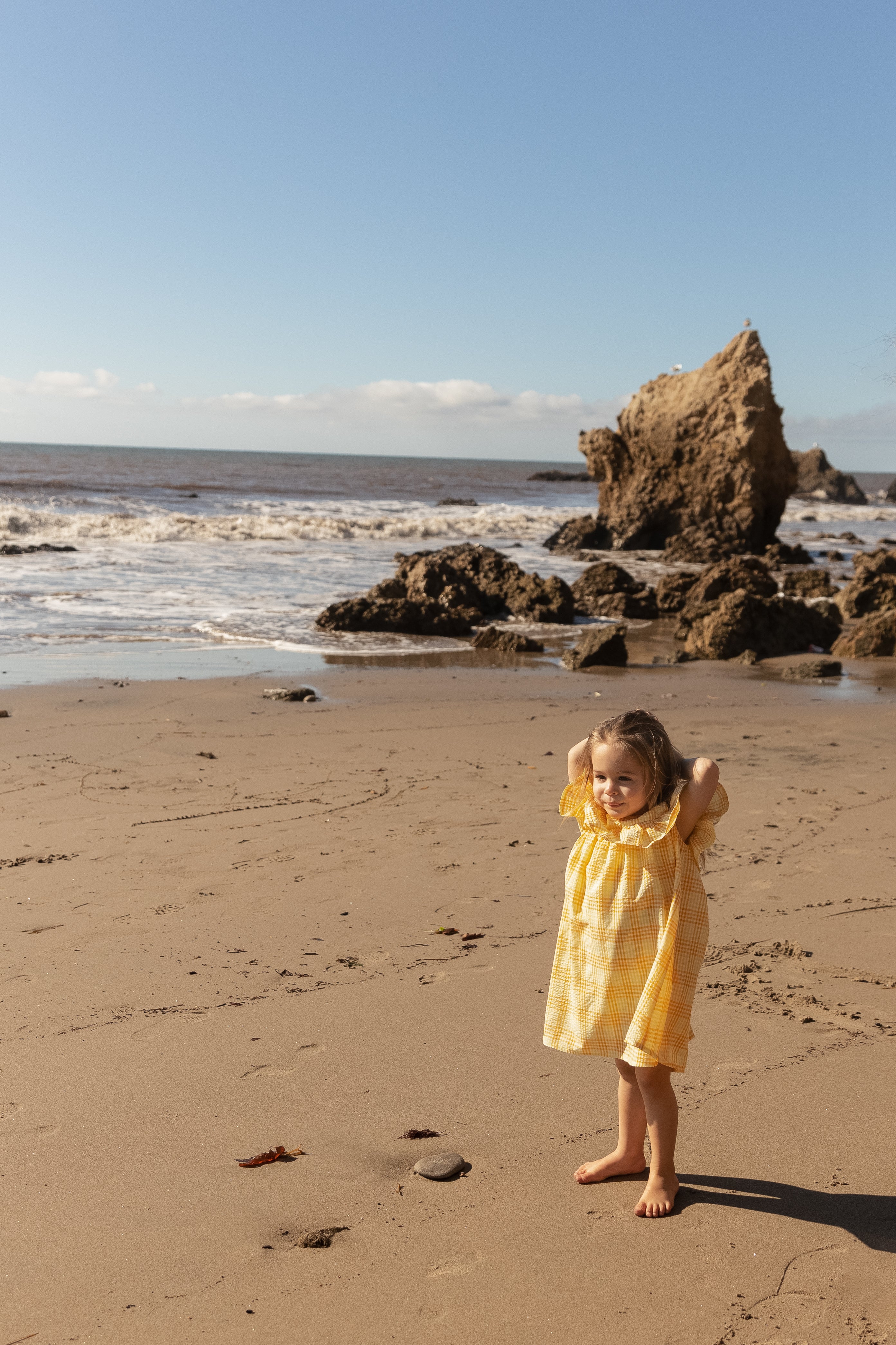 Mini Cotton Seersucker Dress in Sunrise