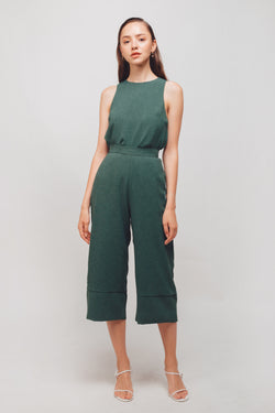 Textured Tank Top With Curved Hem In Sage Green