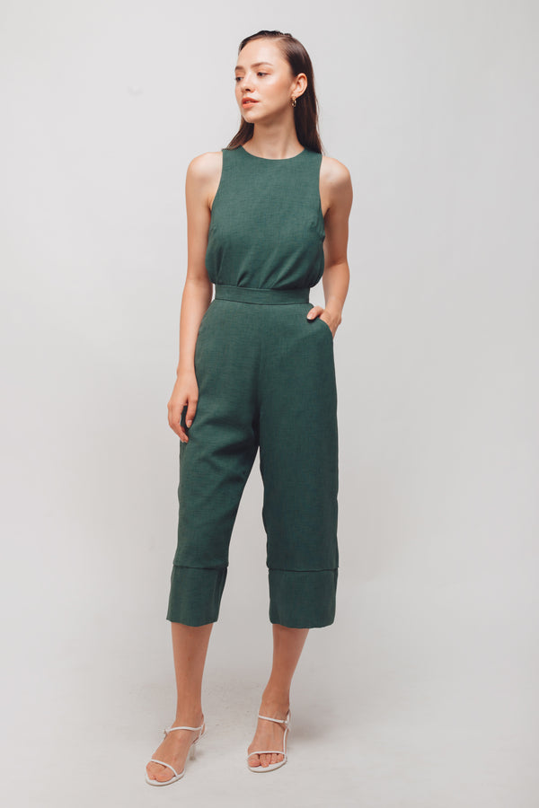 Textured Tank Top With Curved Hem In Sage Green