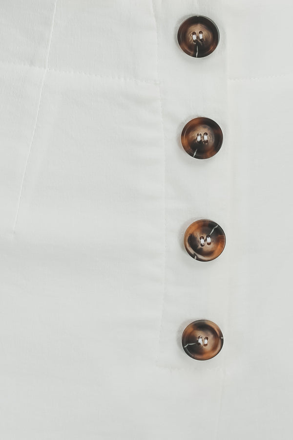 Tortoise Shell Button Down Culottes In White