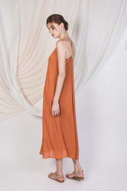 T-Back Printed Maxi Dress in Warm Orange