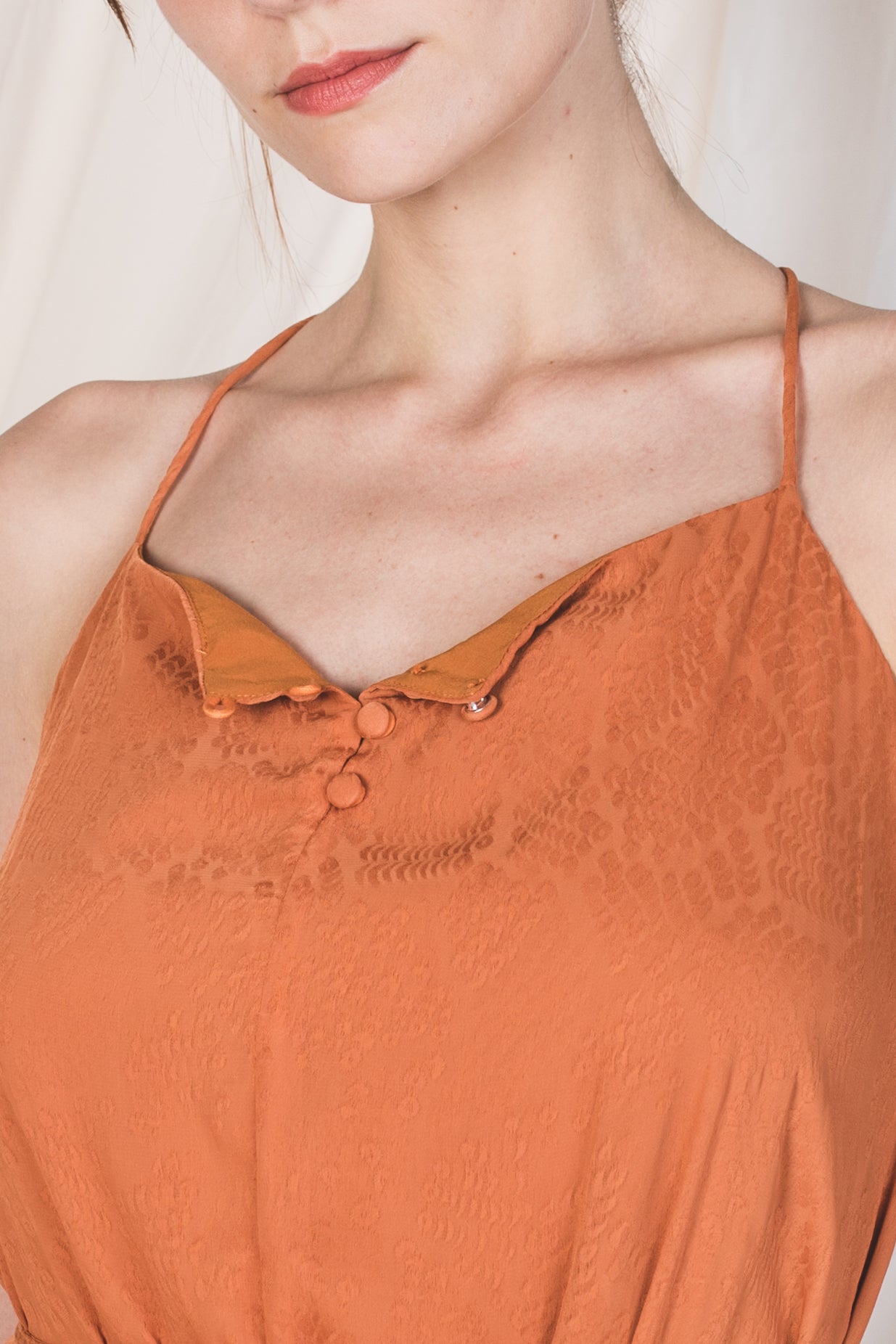 T-Back Printed Maxi Dress in Warm Orange