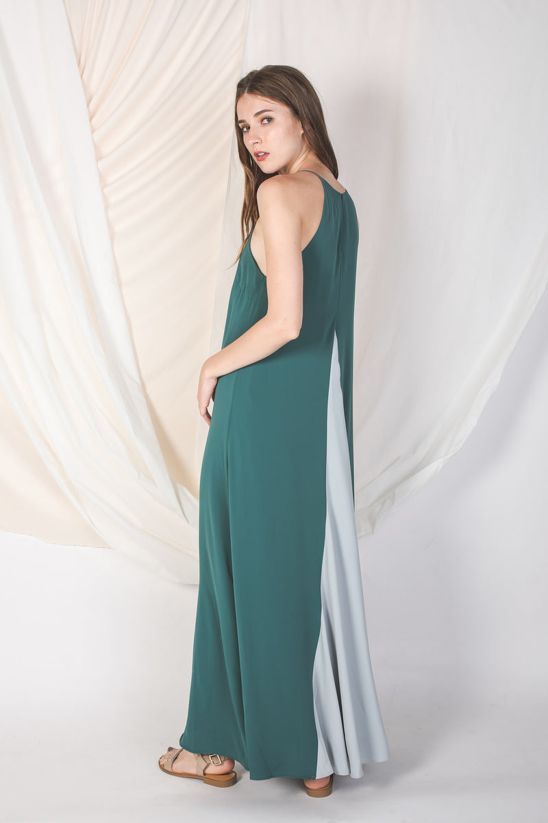 Two-tone Halter Maxi Dress