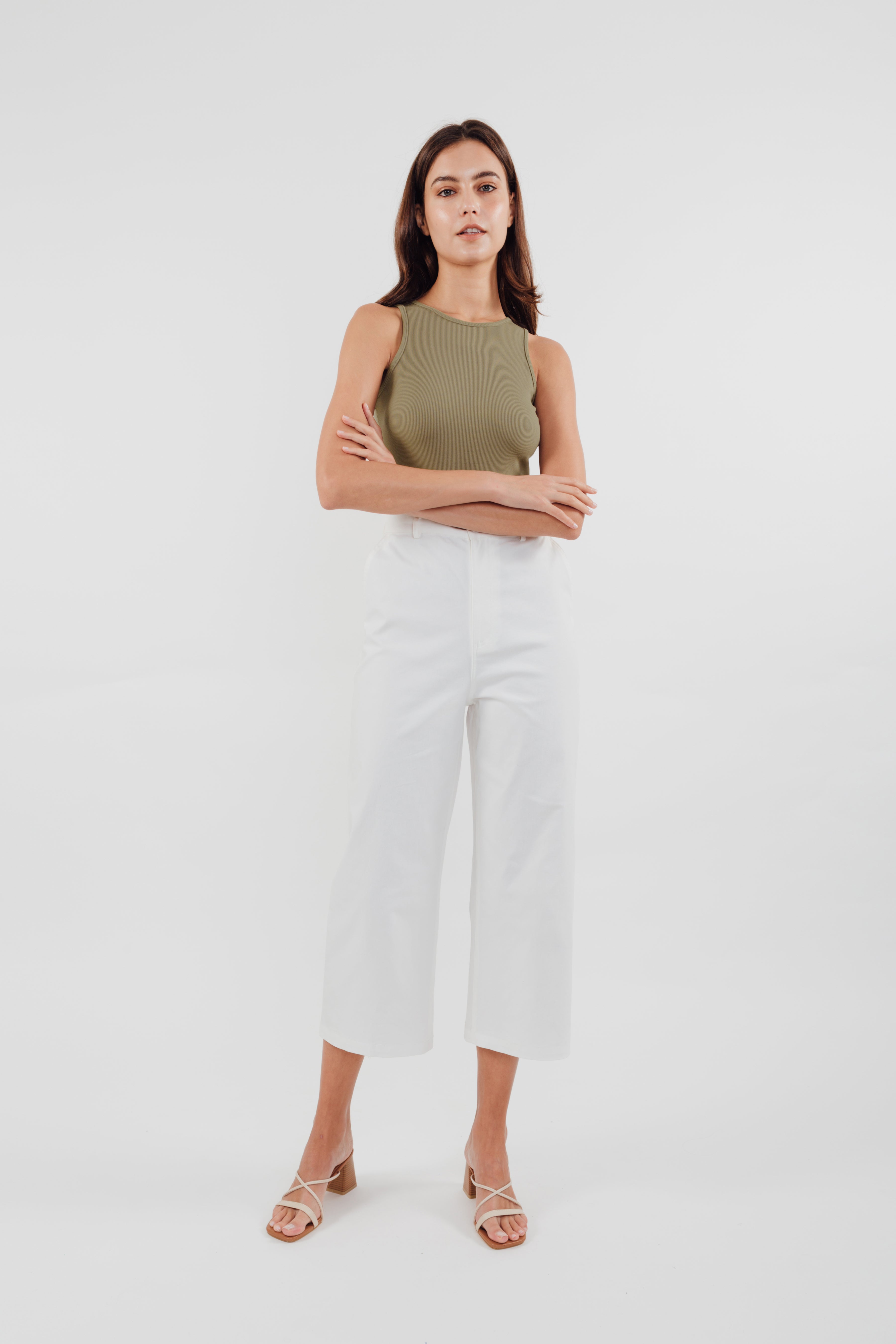Cropped Culottes in White
