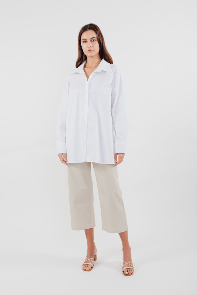 Two-way Cotton Shirt in White