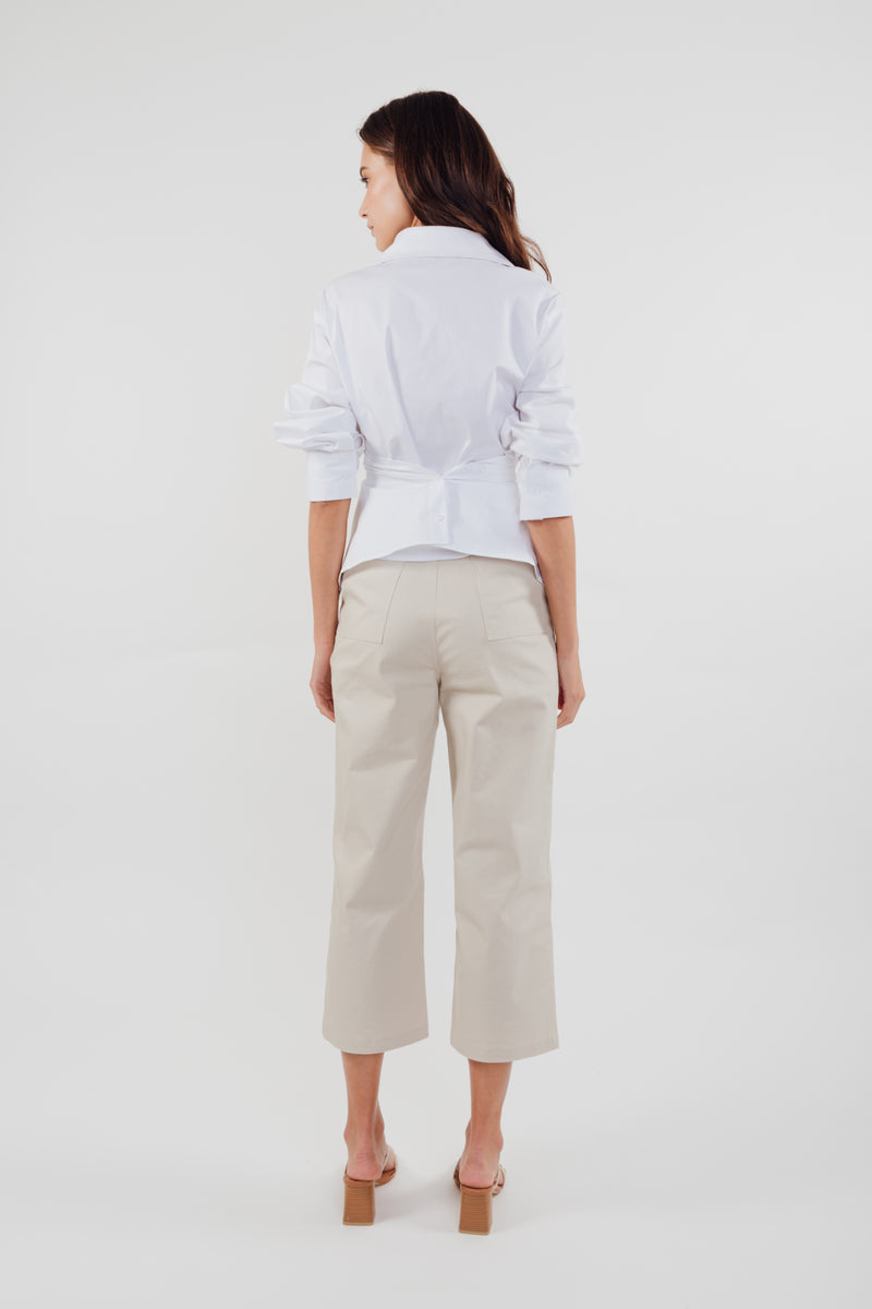 Two-way Cotton Shirt in White