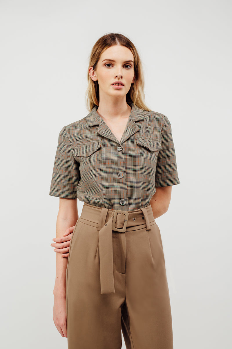 Camp Shirt With Sash In Multi Checked